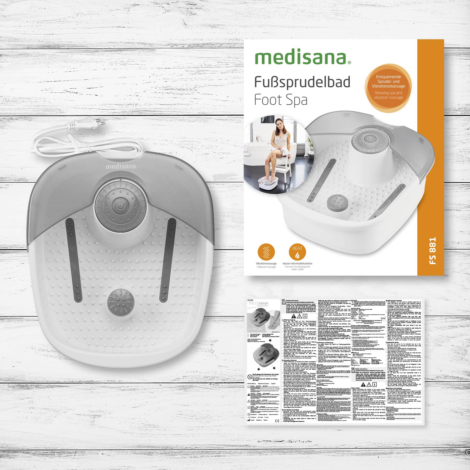 Hidromassagem para Pés Medisana FS 881 com Relevos, Vibração e Rolos de Reflexologia Branco-6