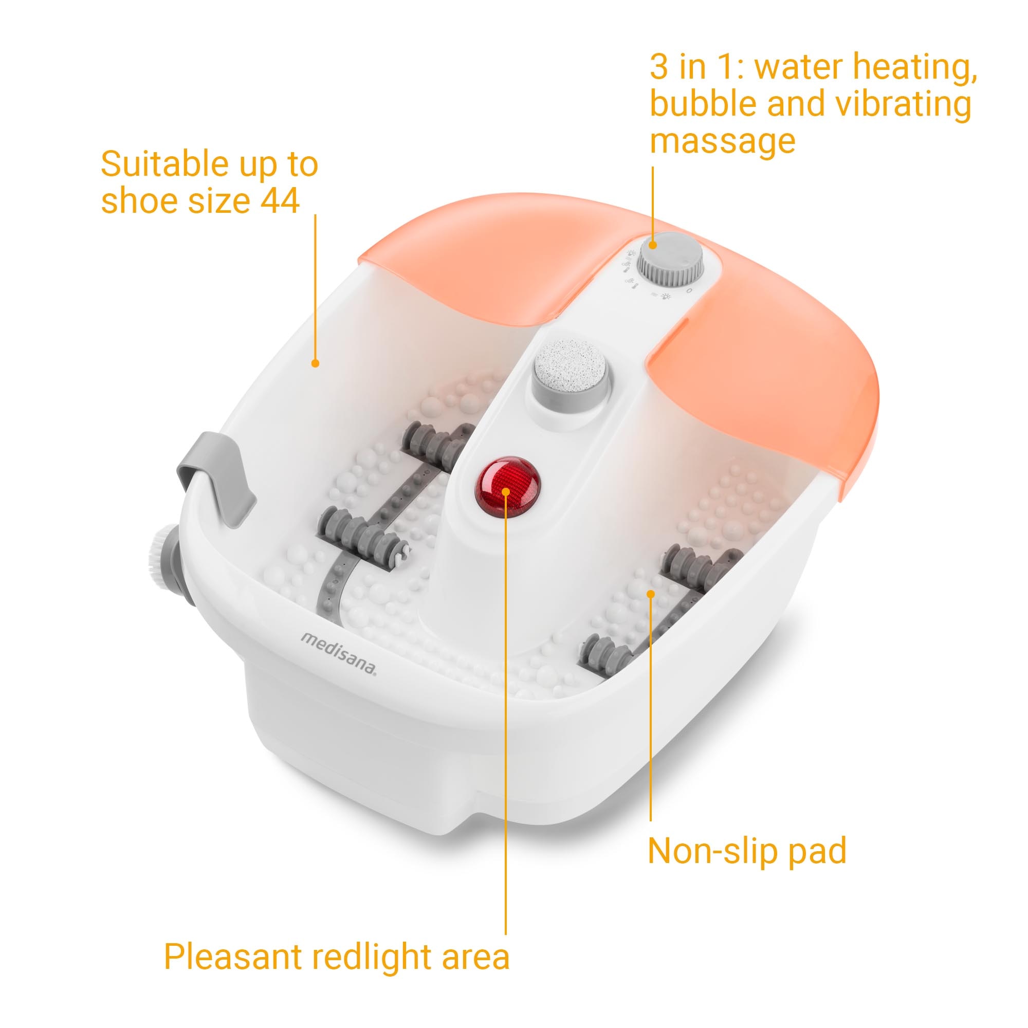 Medisana FS 883 hidromassagem nos pés com luz vermelha Branco-5