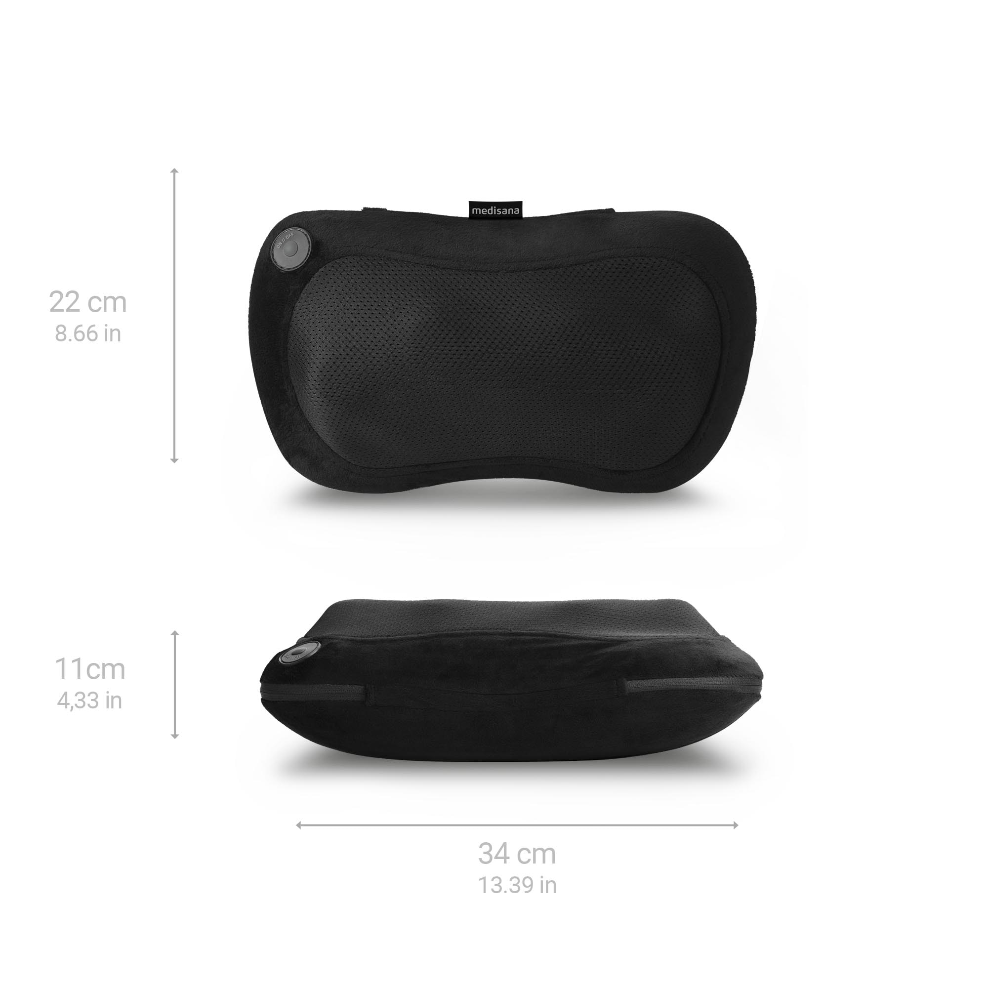Almofada de massagem Shiatsu Medisana MC 200 com função de calor, 4 cabeças de massagem giratórias e função de luz vermelha Preto-2