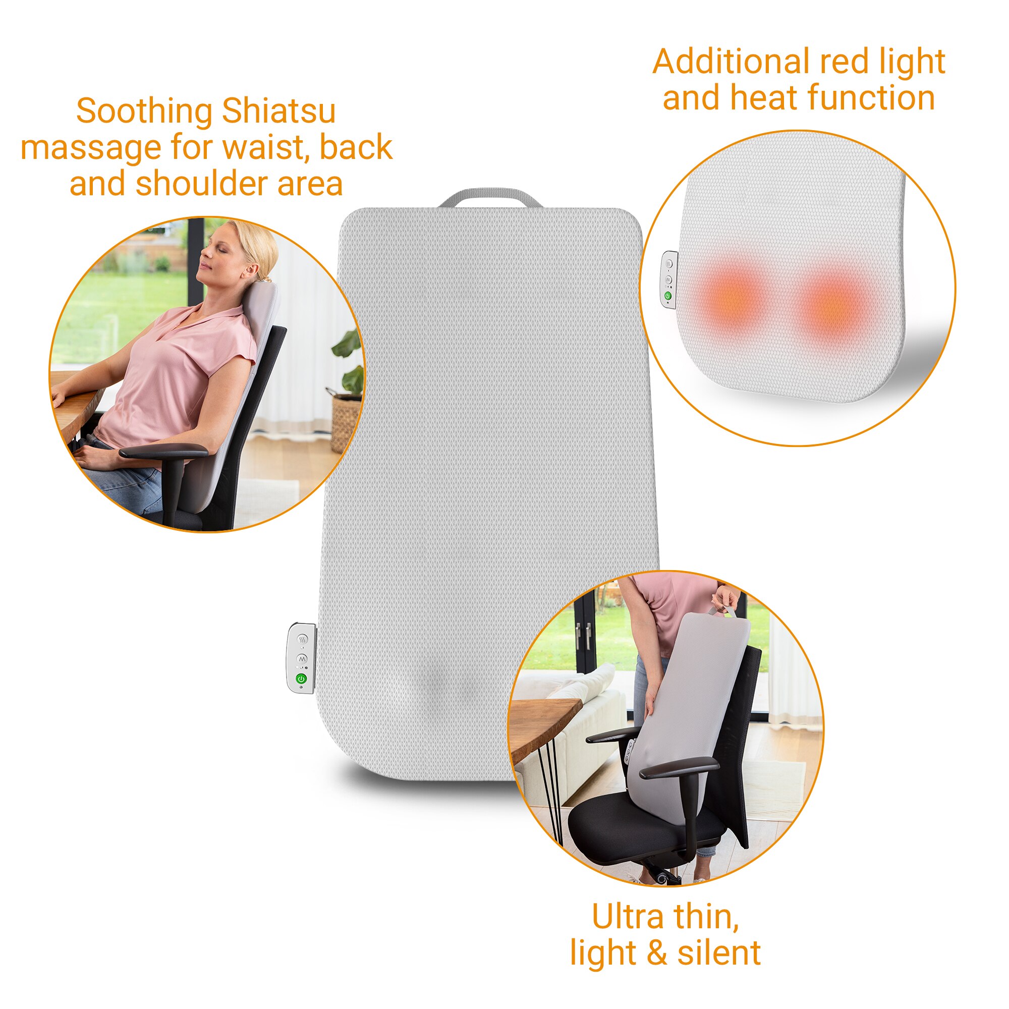 Encosto de Massagem Medisana MC 600 com Shiatsu Luz Vermelha e Programas Personalizáveis Preto-3