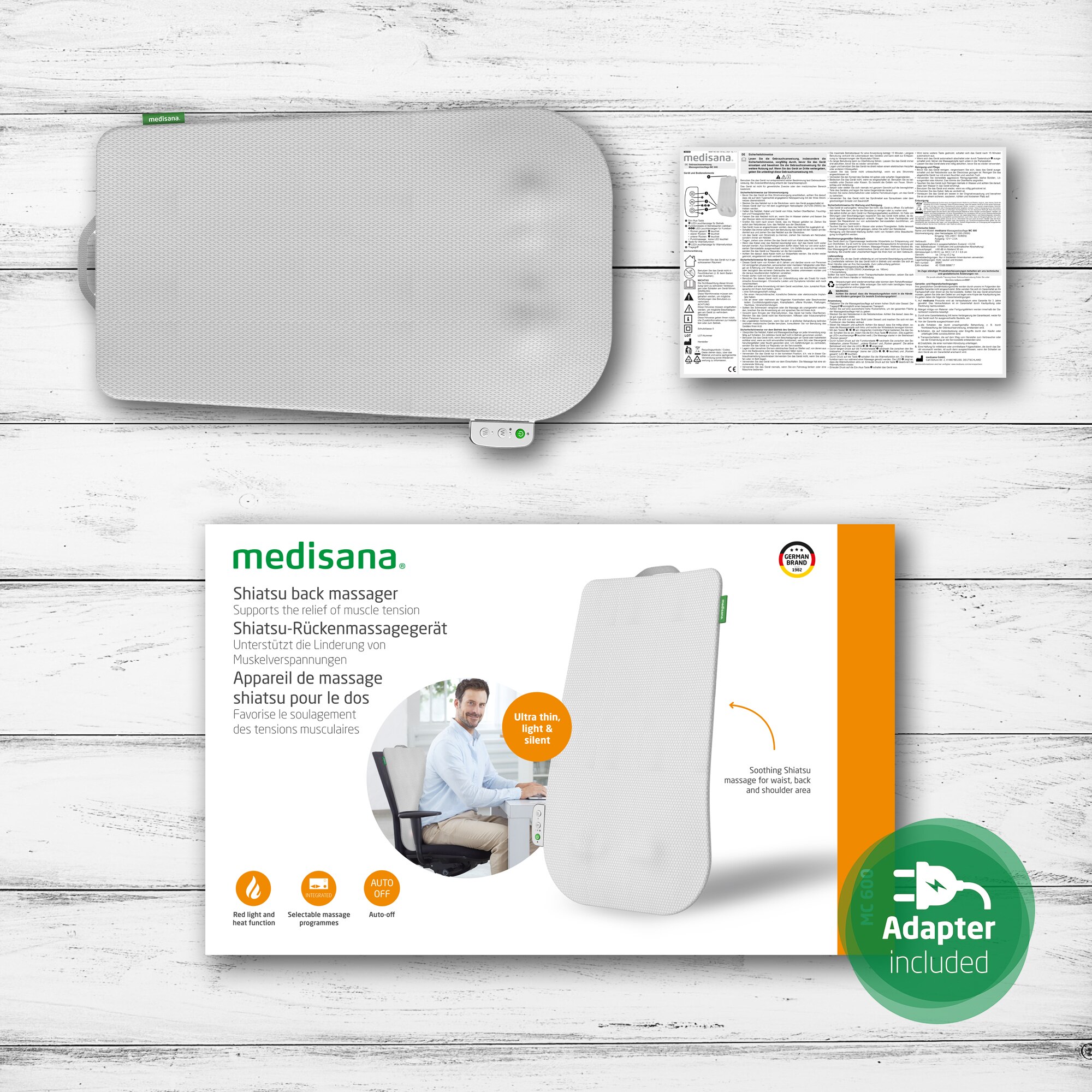 Encosto de Massagem Medisana MC 600 com Shiatsu Luz Vermelha e Programas Personalizáveis Preto-5