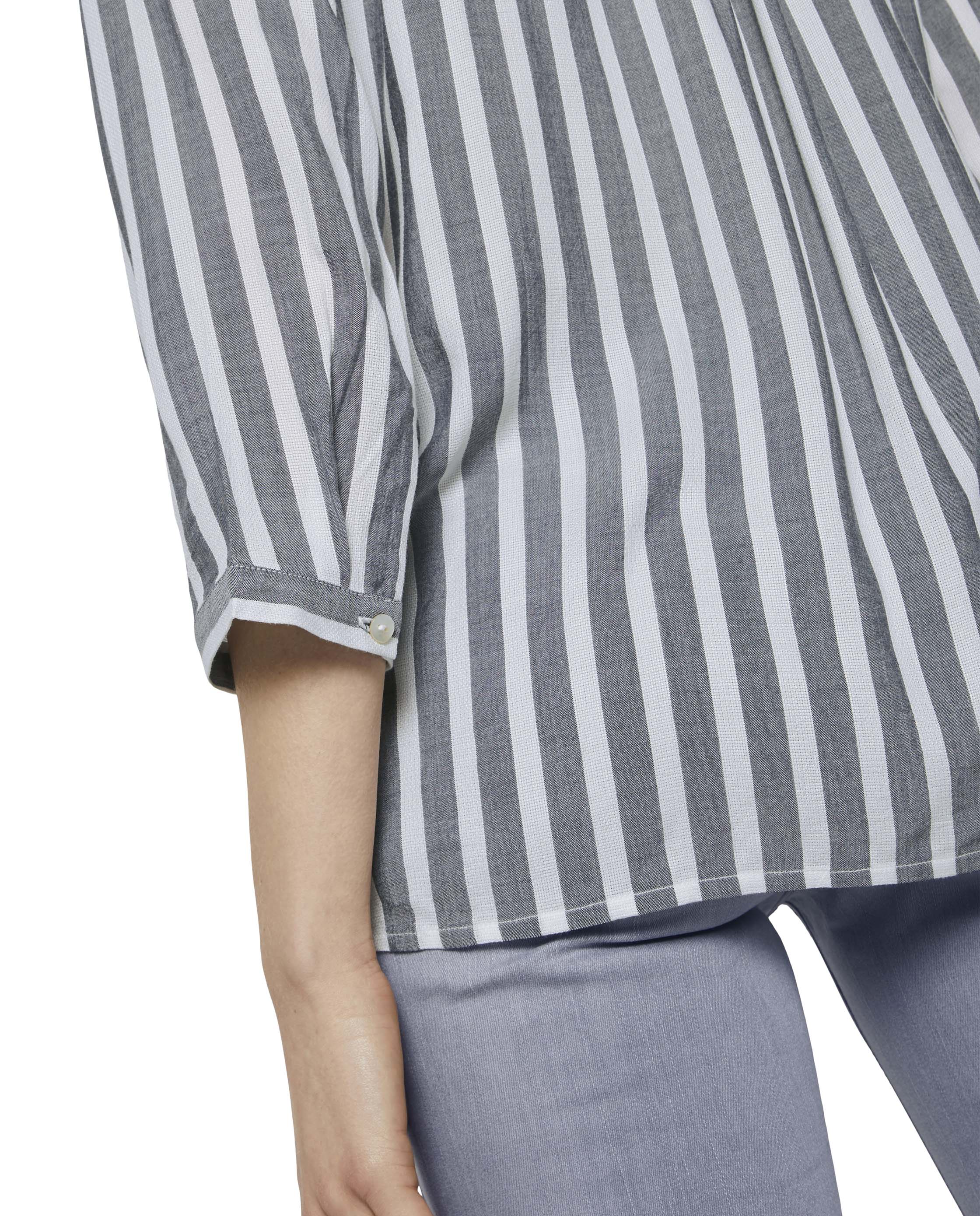 Blusa de Manga 3/4 às Riscas Cinzento-5