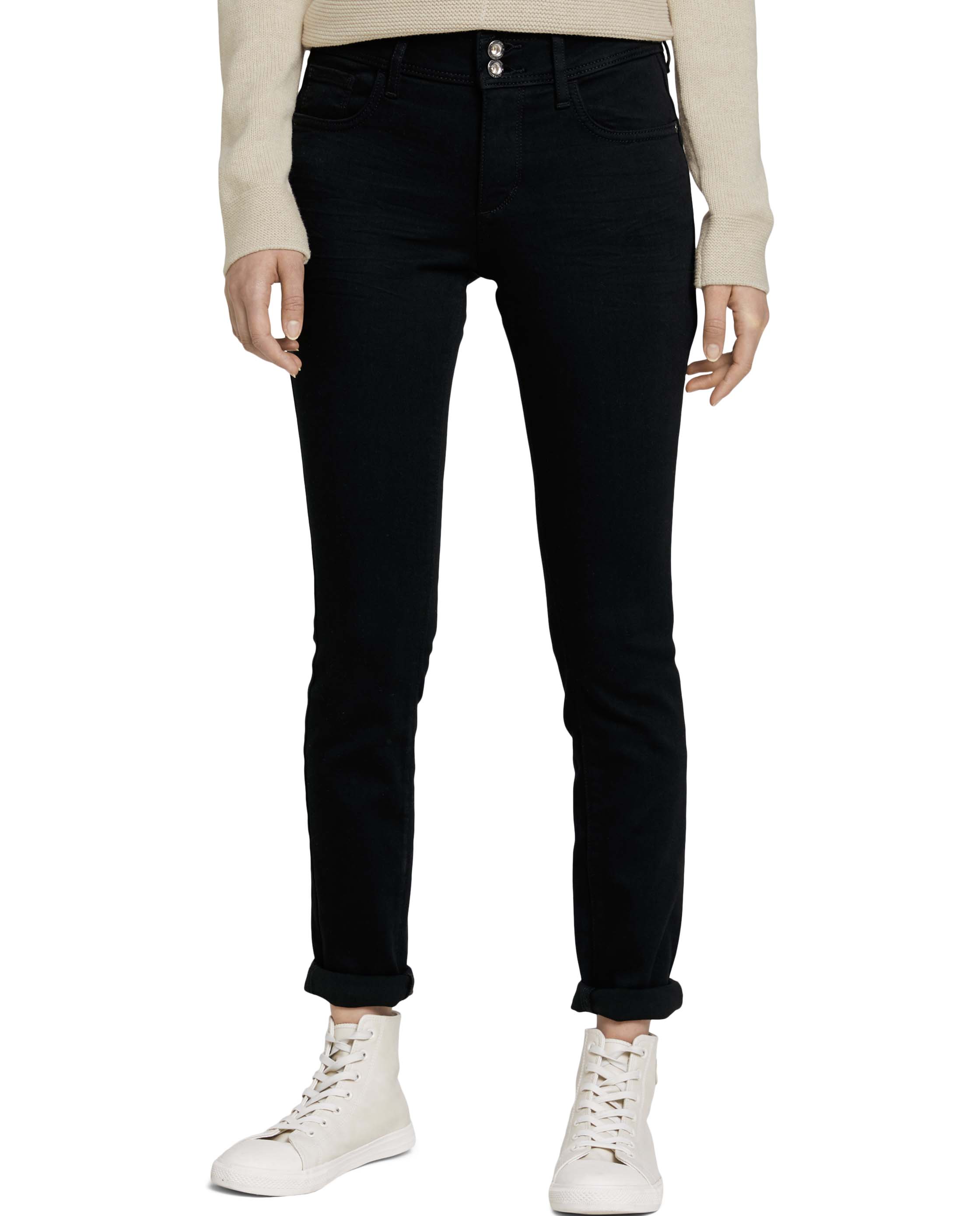 Jeans Straight Alexa Skinny de Cintura Média Preto-5