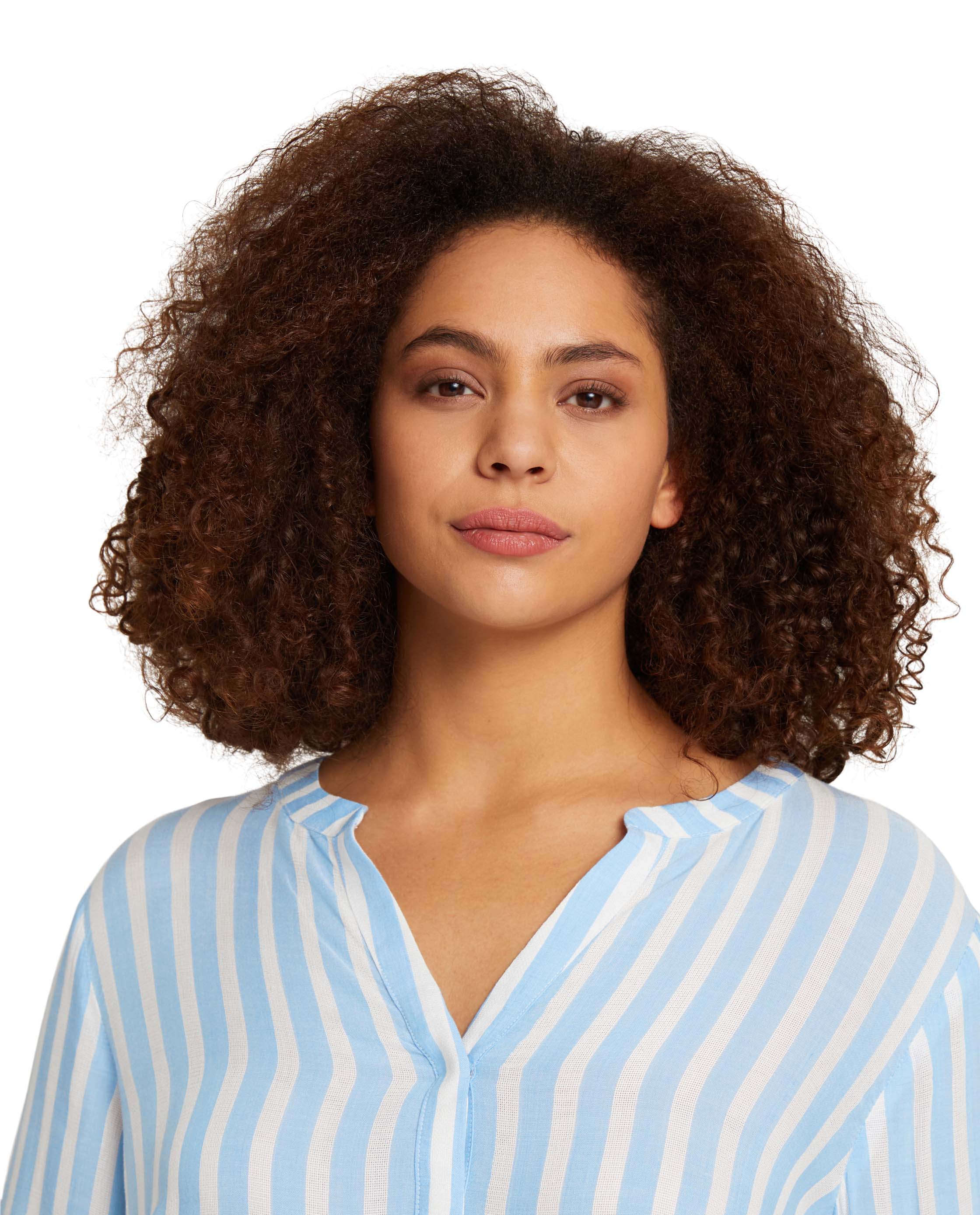 Blusa Às Riscas e Mangas 3/4 Azul / Branco-5