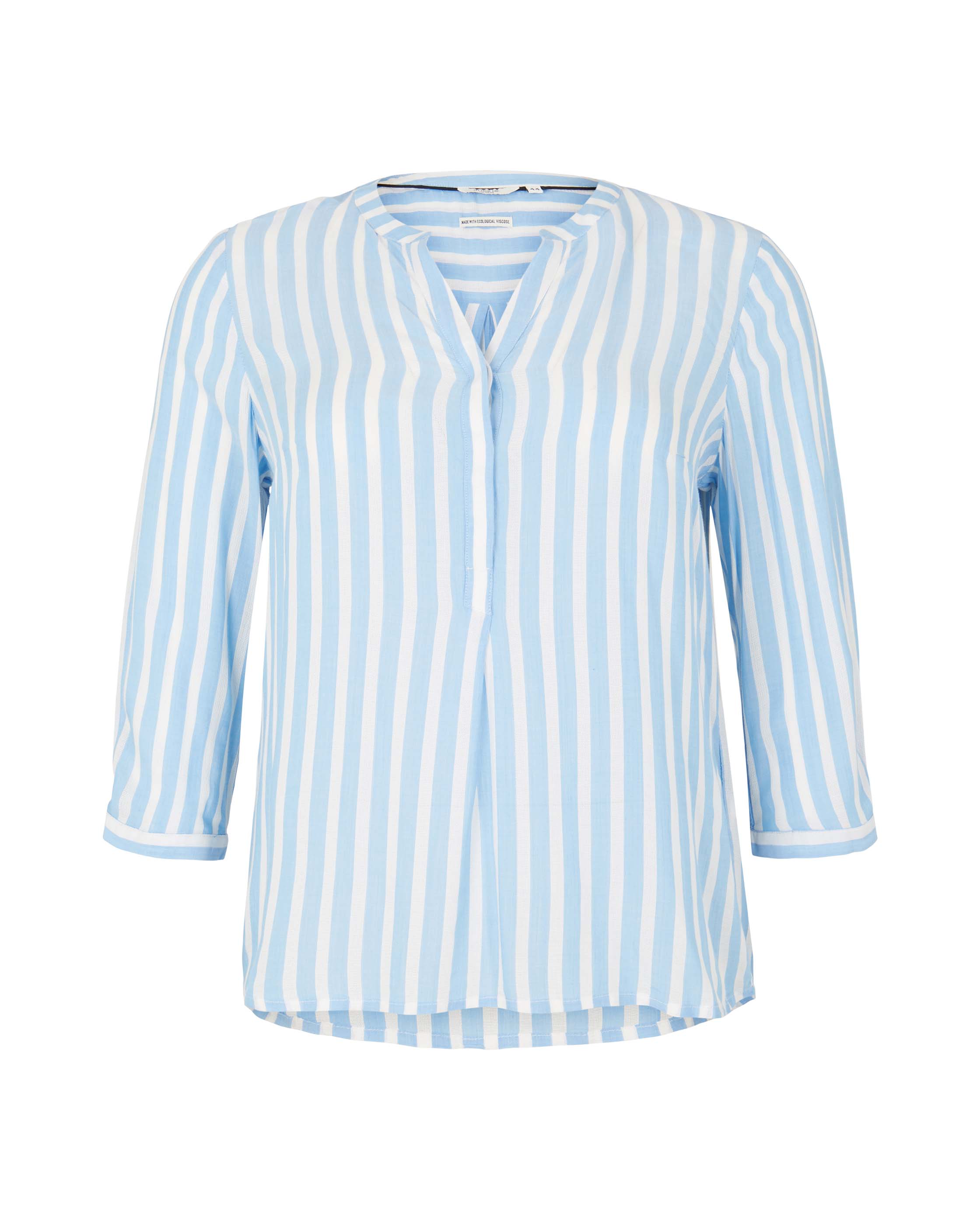 Blusa Às Riscas e Mangas 3/4 Azul / Branco-6