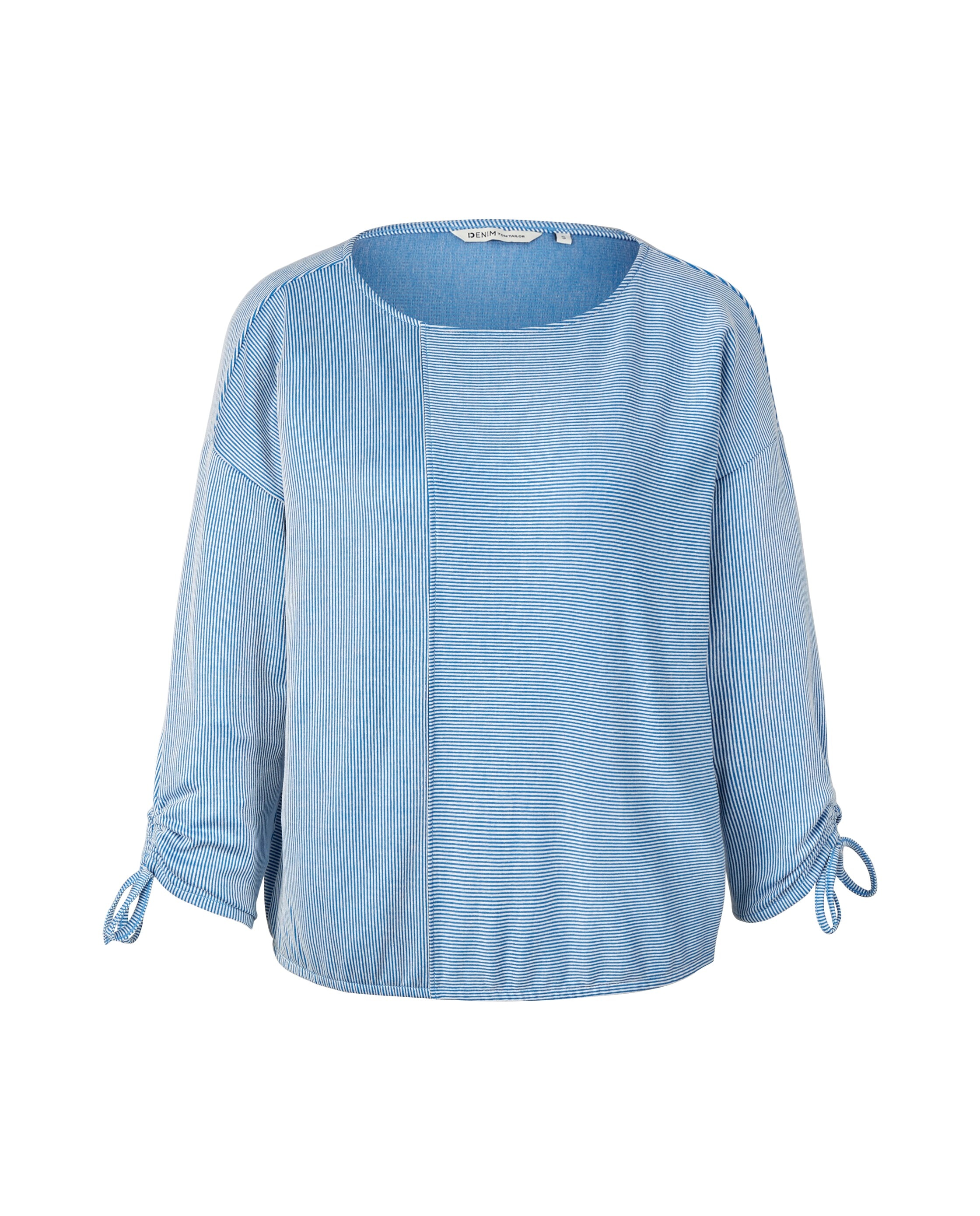 T-shirt com Gola Redonda e Manga 3/4 Azul / Branco-6