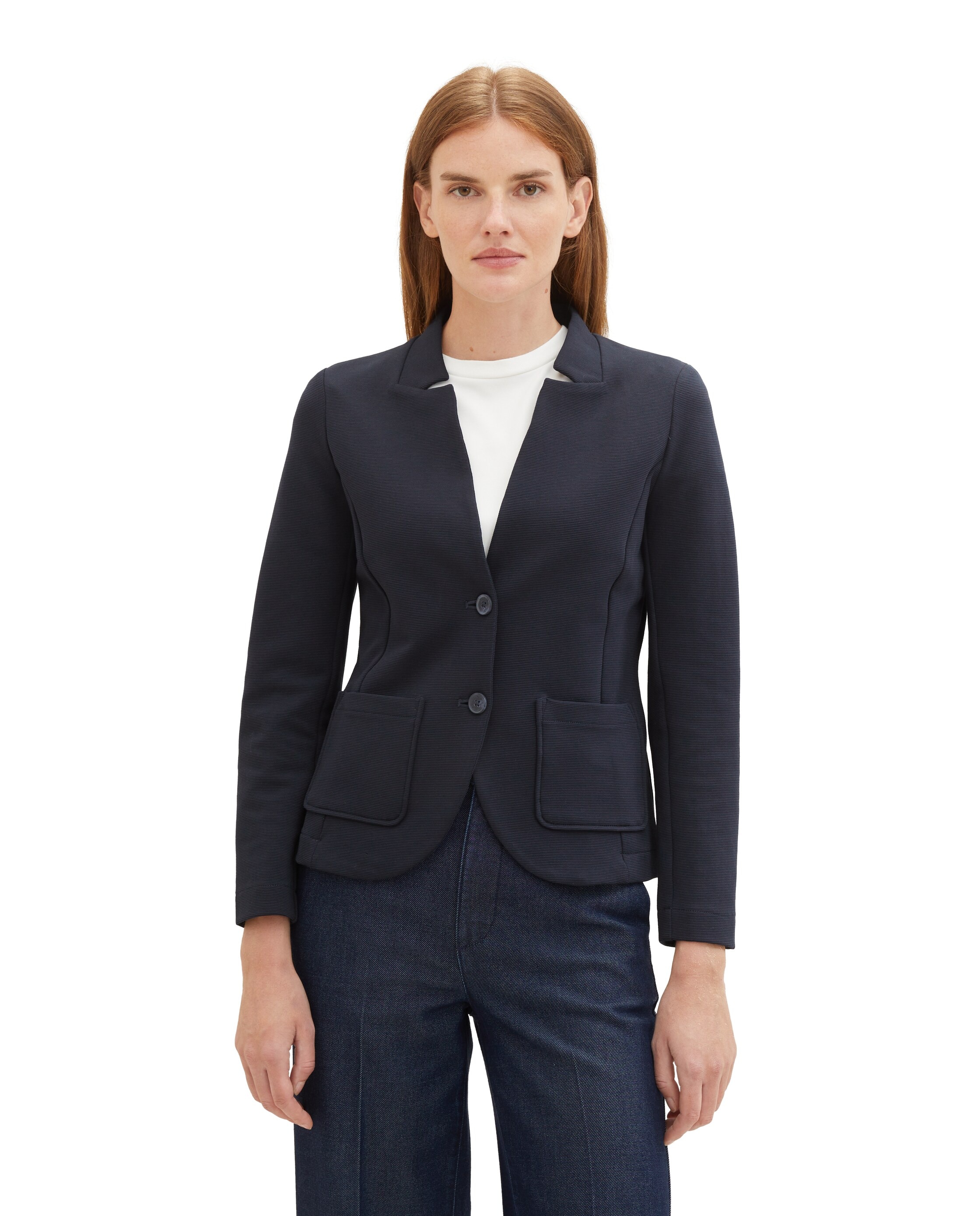 Imagem 0 de Blazer de Manga Comprida com Estrutura Ottoman, Corte Clássico, Gola com Lapelas, Fecho de Botões, Bolsos Frontais e Design Liso
