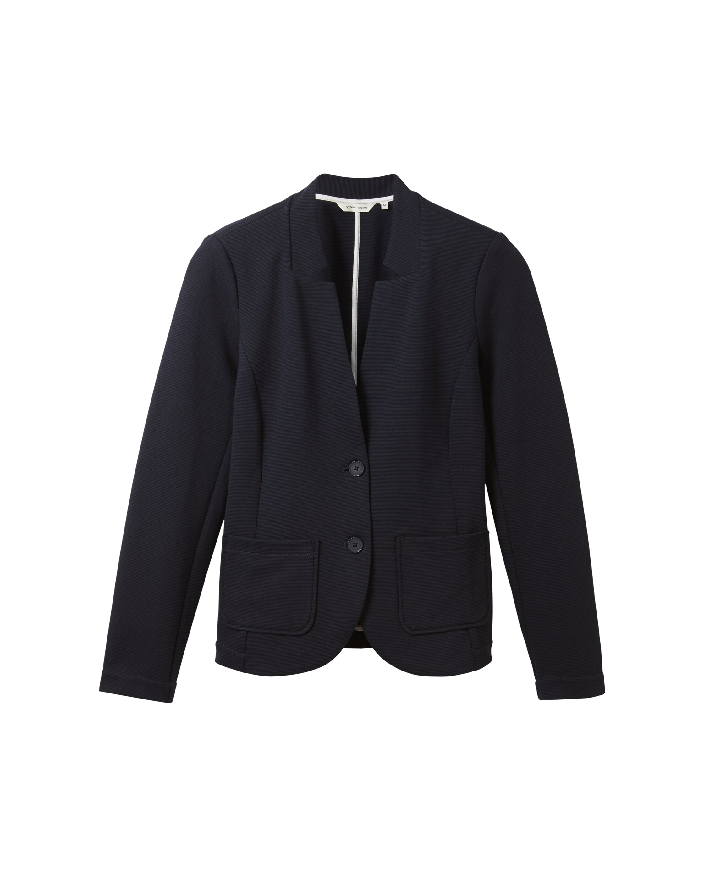 Blazer de Manga Comprida com Estrutura Ottoman, Corte Clássico, Gola com Lapelas, Fecho de Botões, Bolsos Frontais e Design Liso Azul-escuro-6