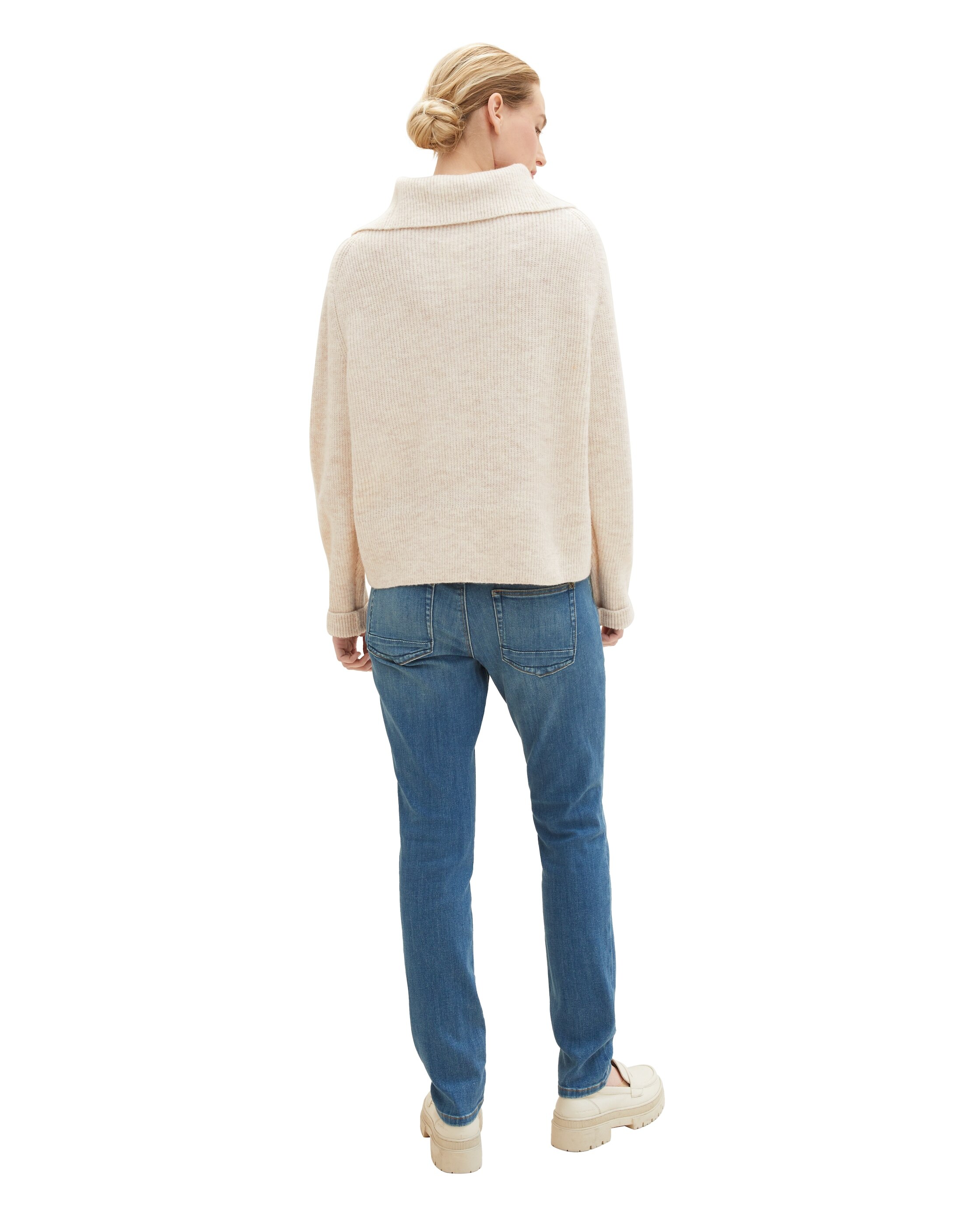 Jeans com Corte Relaxed Tapered de Cintura Média Azul-2