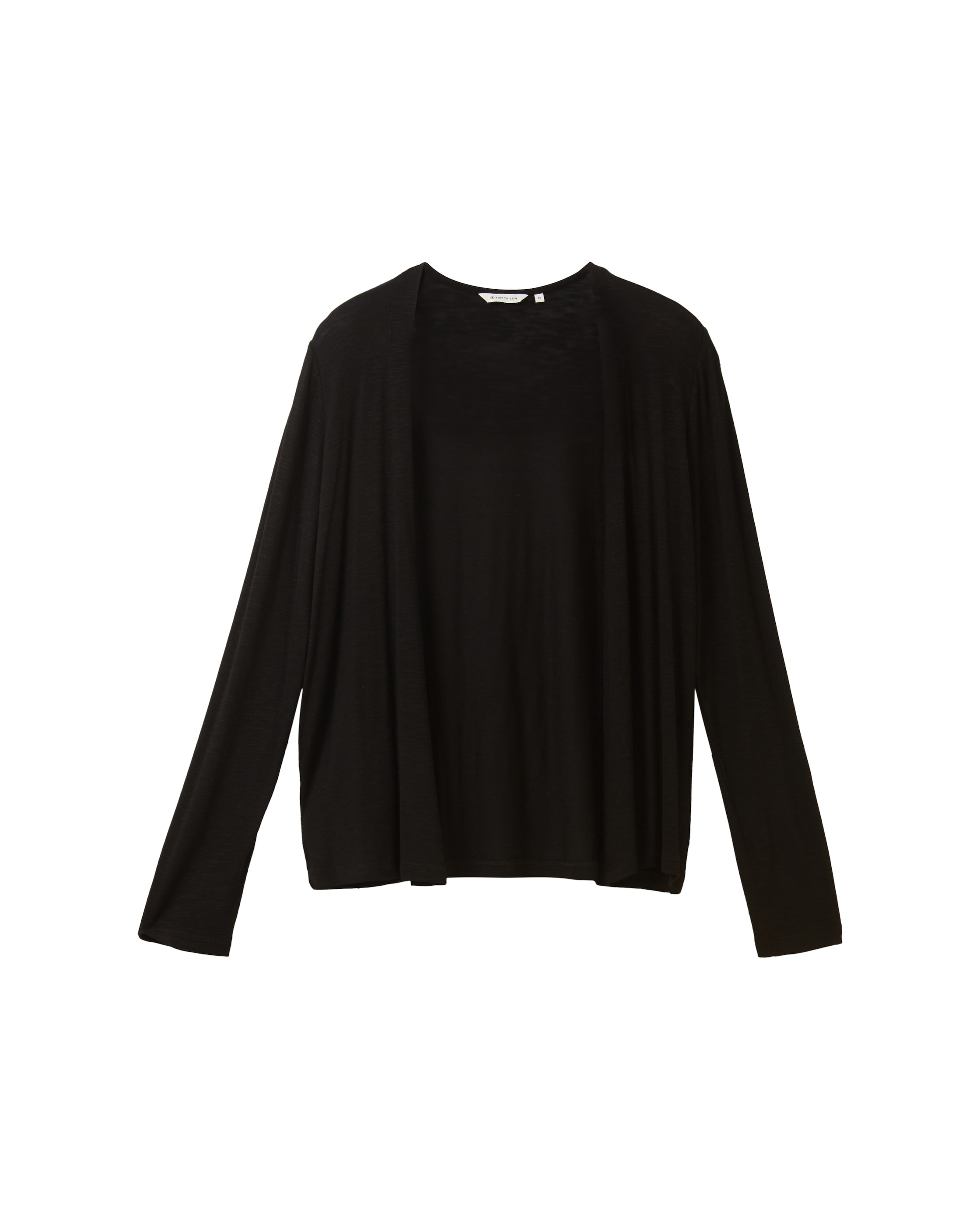 Cardigan Aberto em Tecido Liso Preto-6