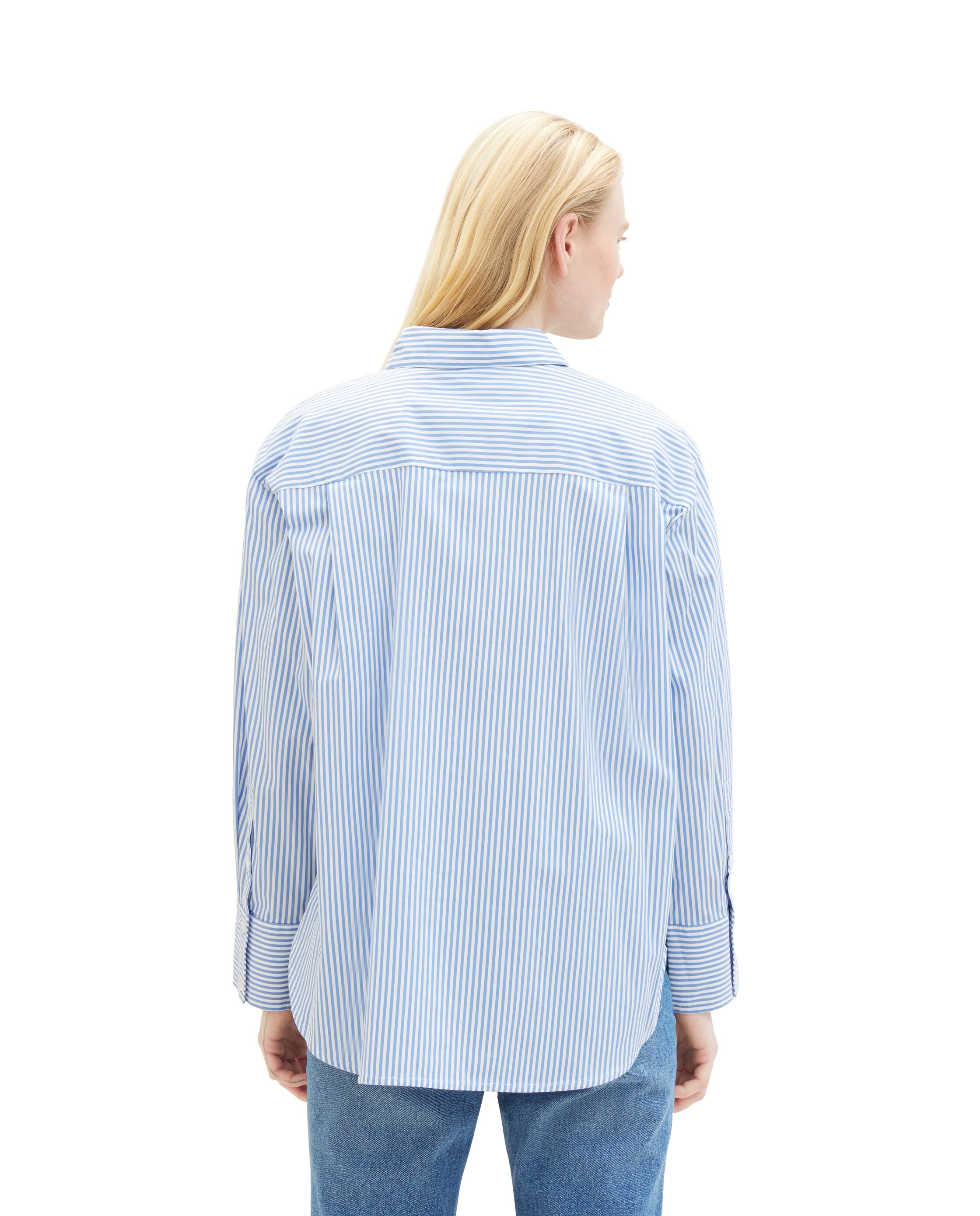 Camisa Às Riscas de Manga Comprida Azul / Branco-2