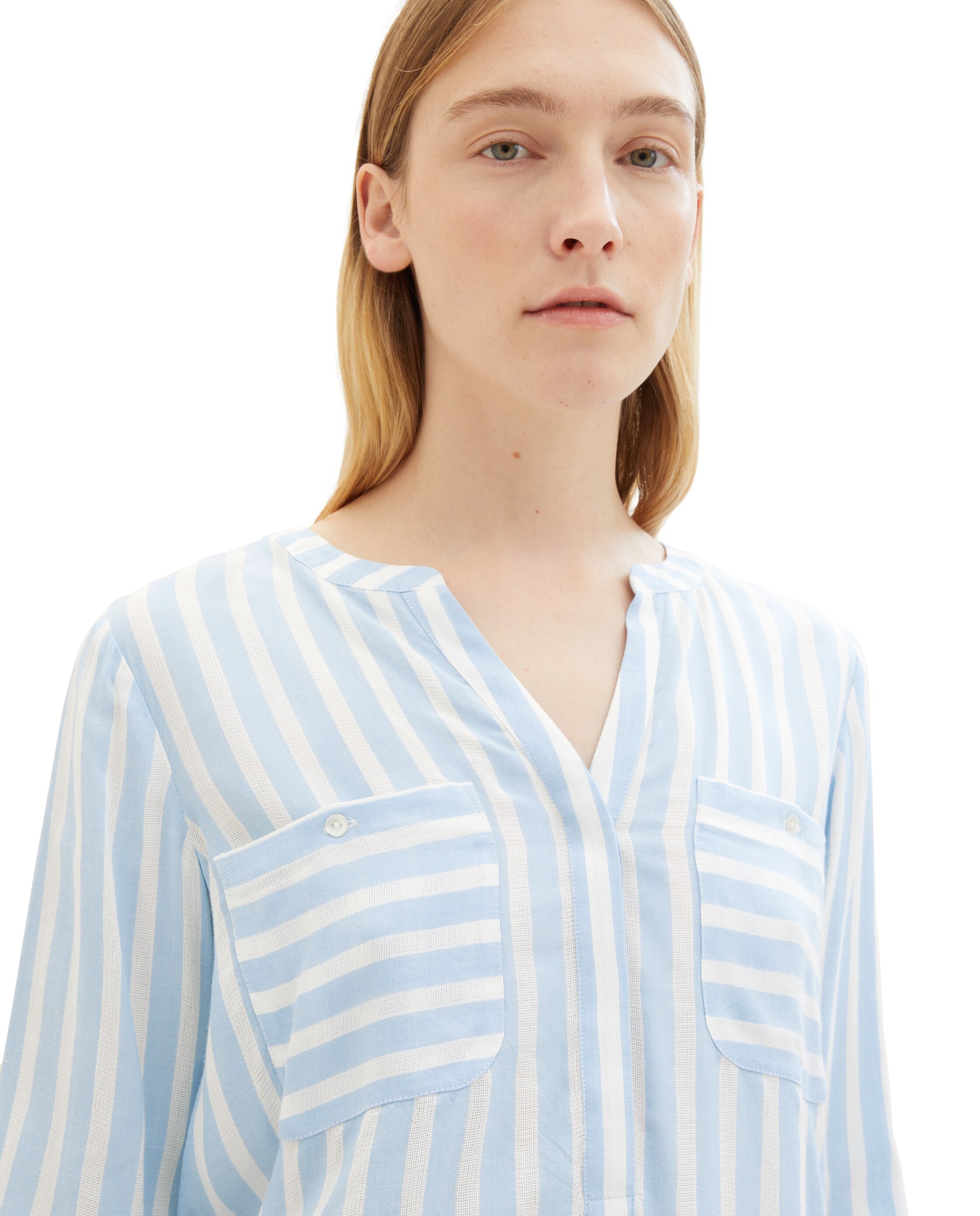 Blusa de Manga 3/4 Às Riscas Azul-1