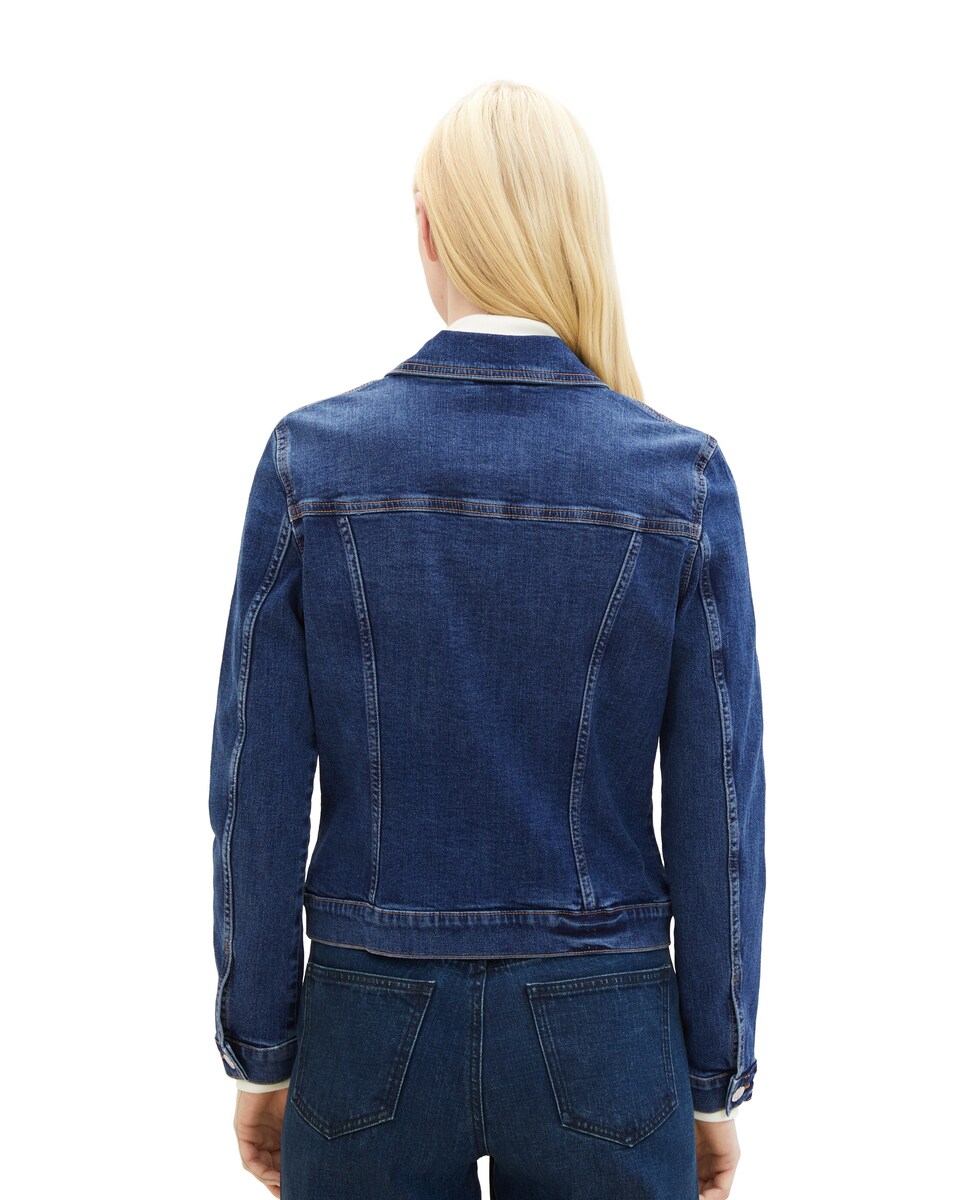 Blusão Jeans com Corte Regular Liso Azul-2