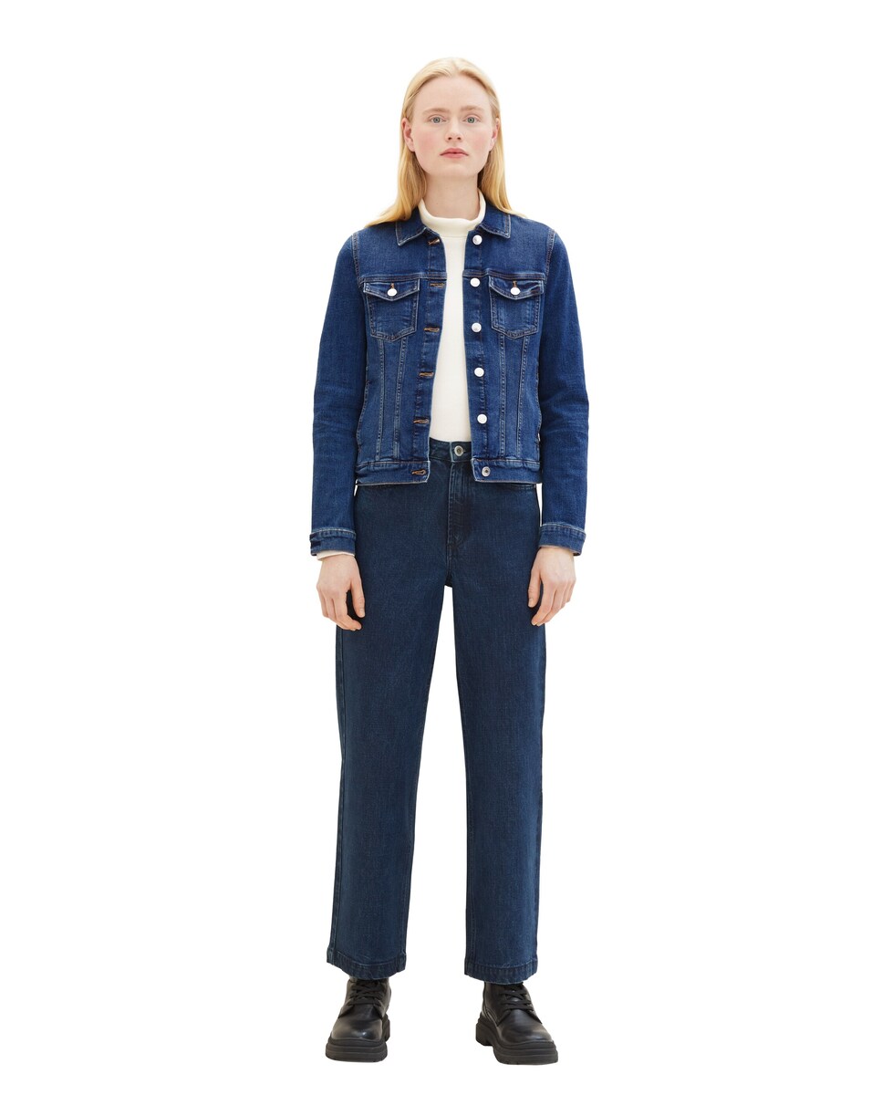 Blusão Jeans com Corte Regular Liso Azul-3