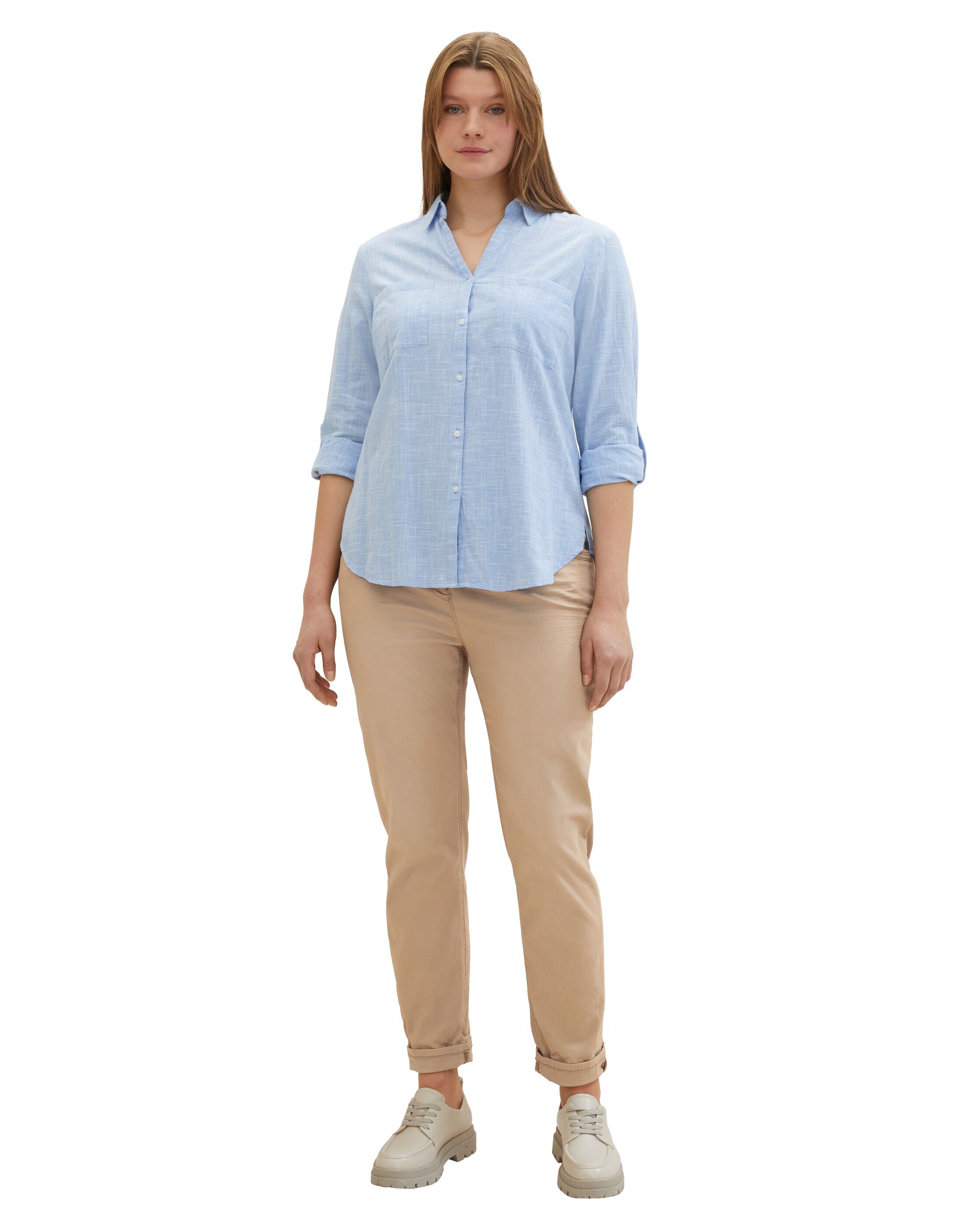 Blusa com Manga 3/4 em Liso Azul-claro-3