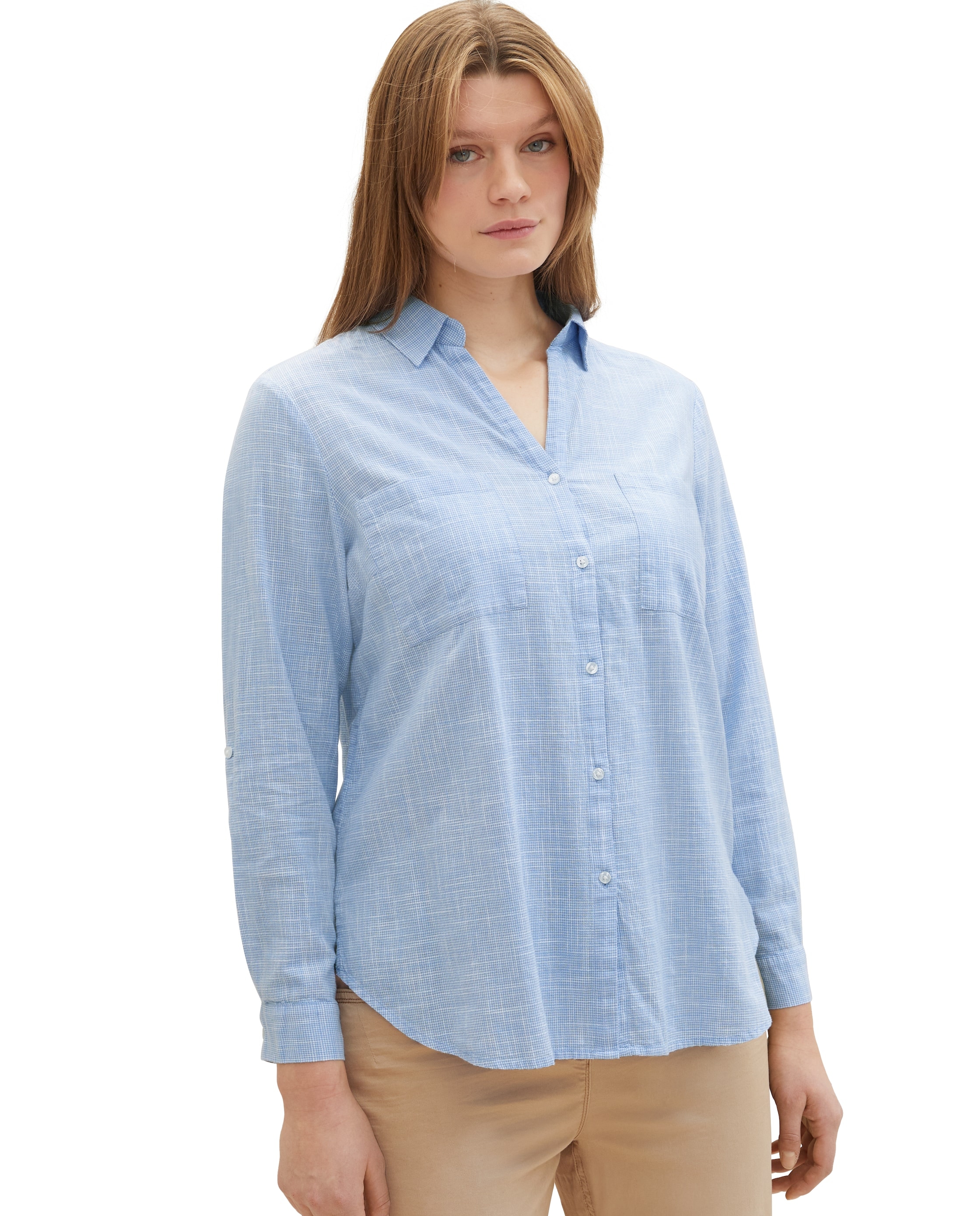 Blusa com Manga 3/4 em Liso Azul-claro-4