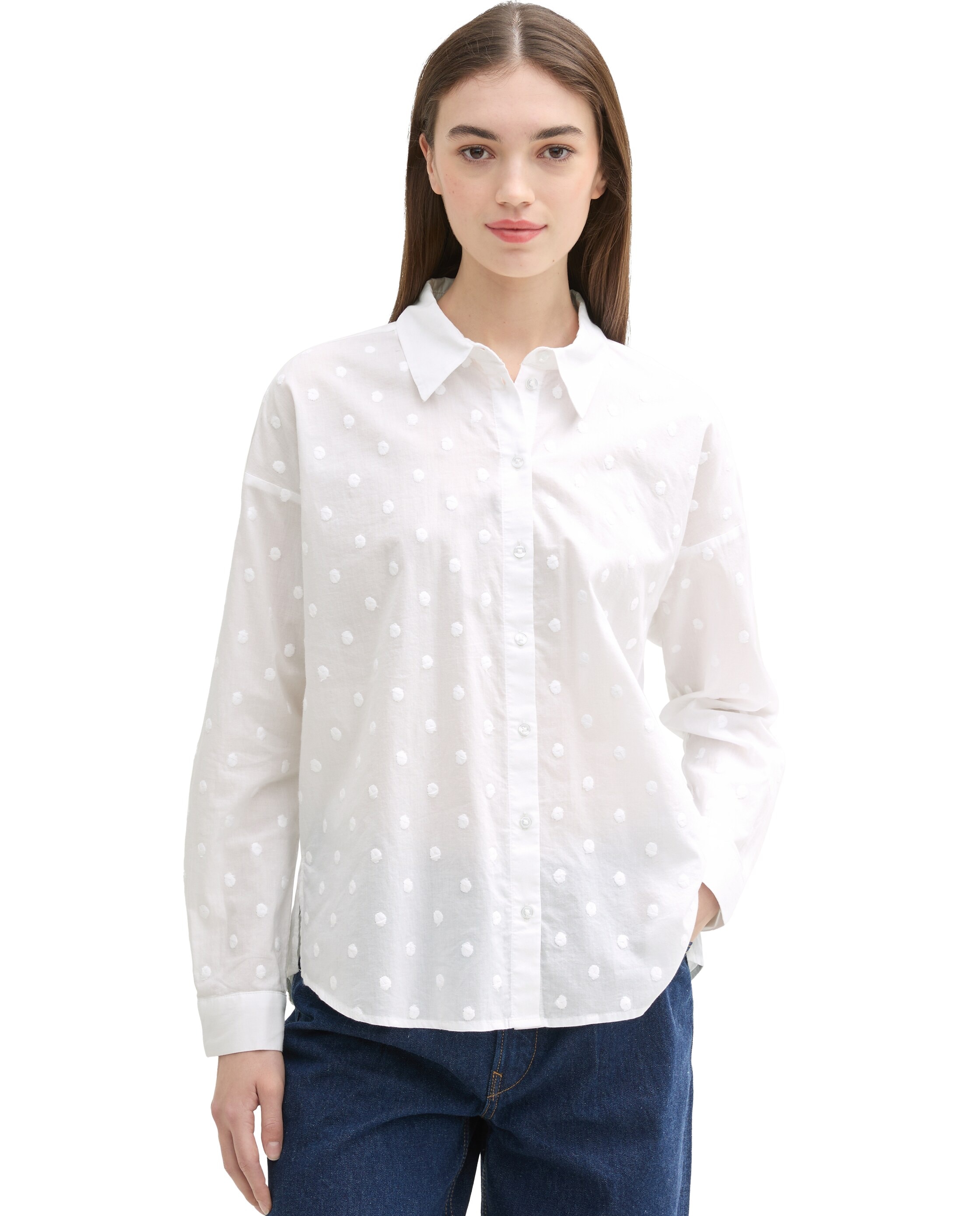 Imagem 0 de Camisa com Bolinhas Bordadas e Manga Comprida