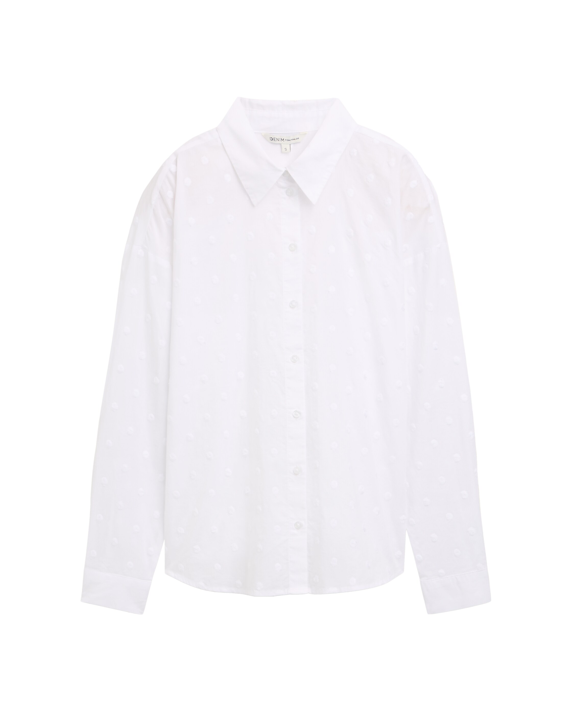 Camisa com Bolinhas Bordadas e Manga Comprida Branco-5