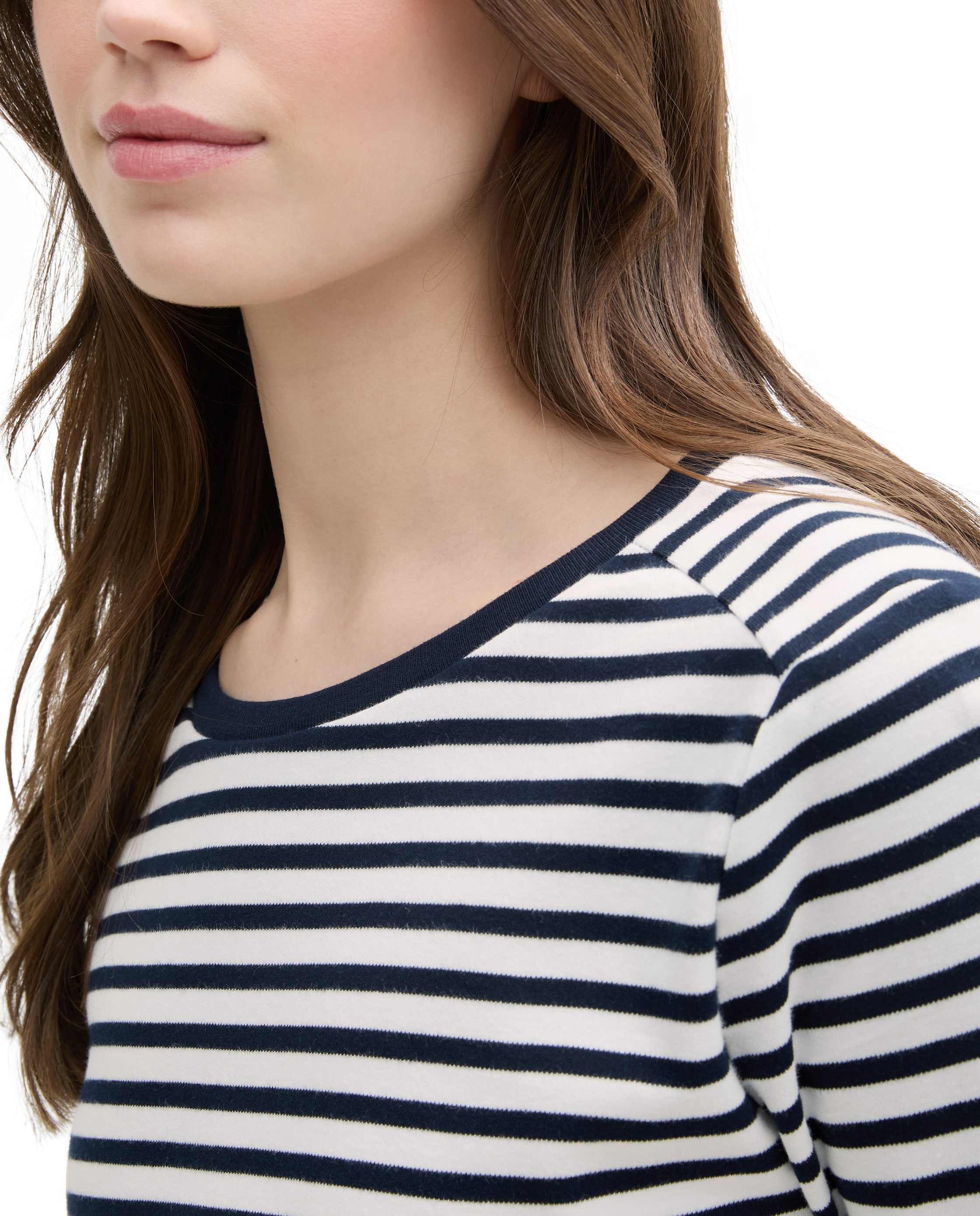 T-shirt com Manga Comprida Às Riscas Azul / Branco-4