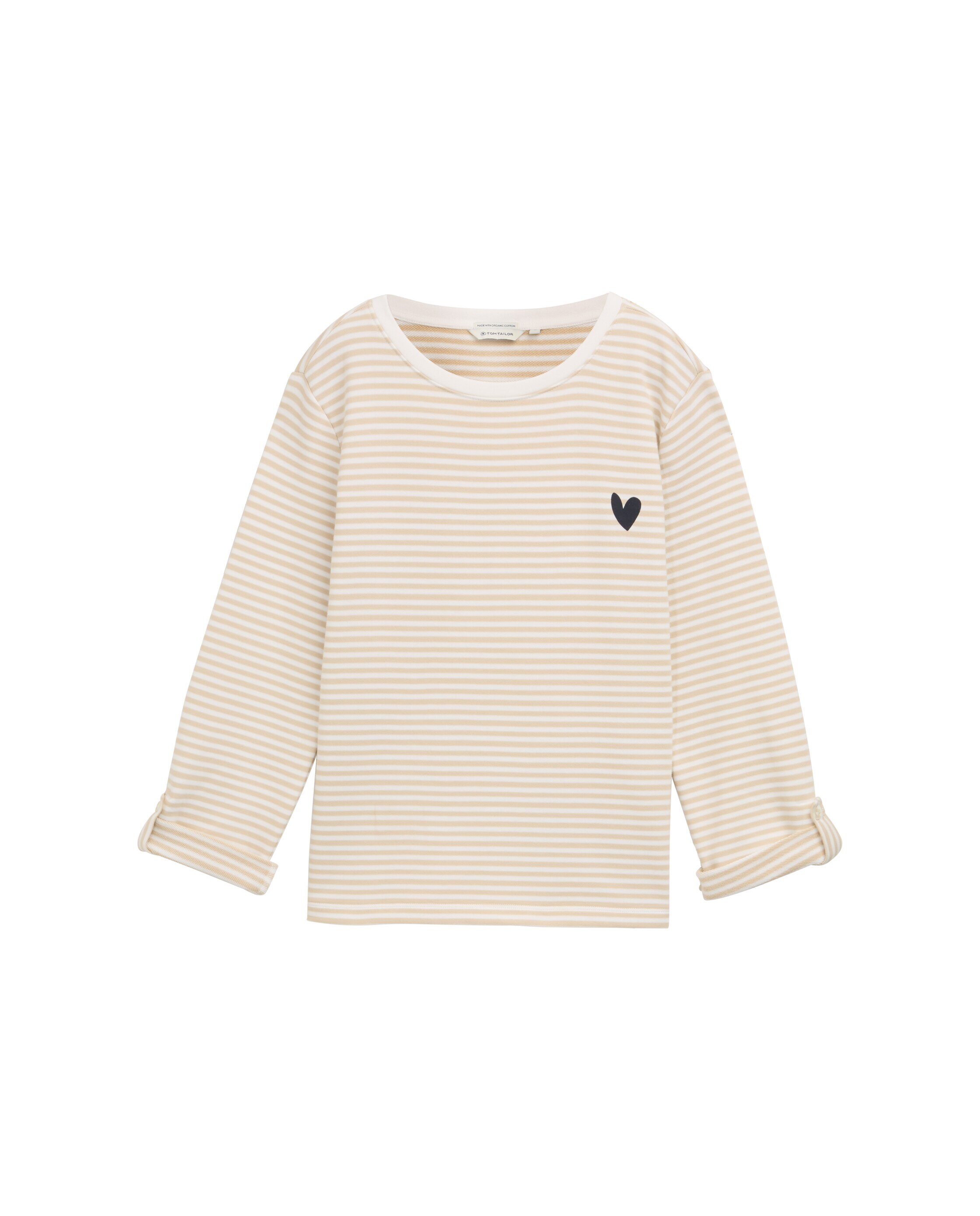 Sweatshirt de Riscas com Presilhas nas Mangas Bege-5