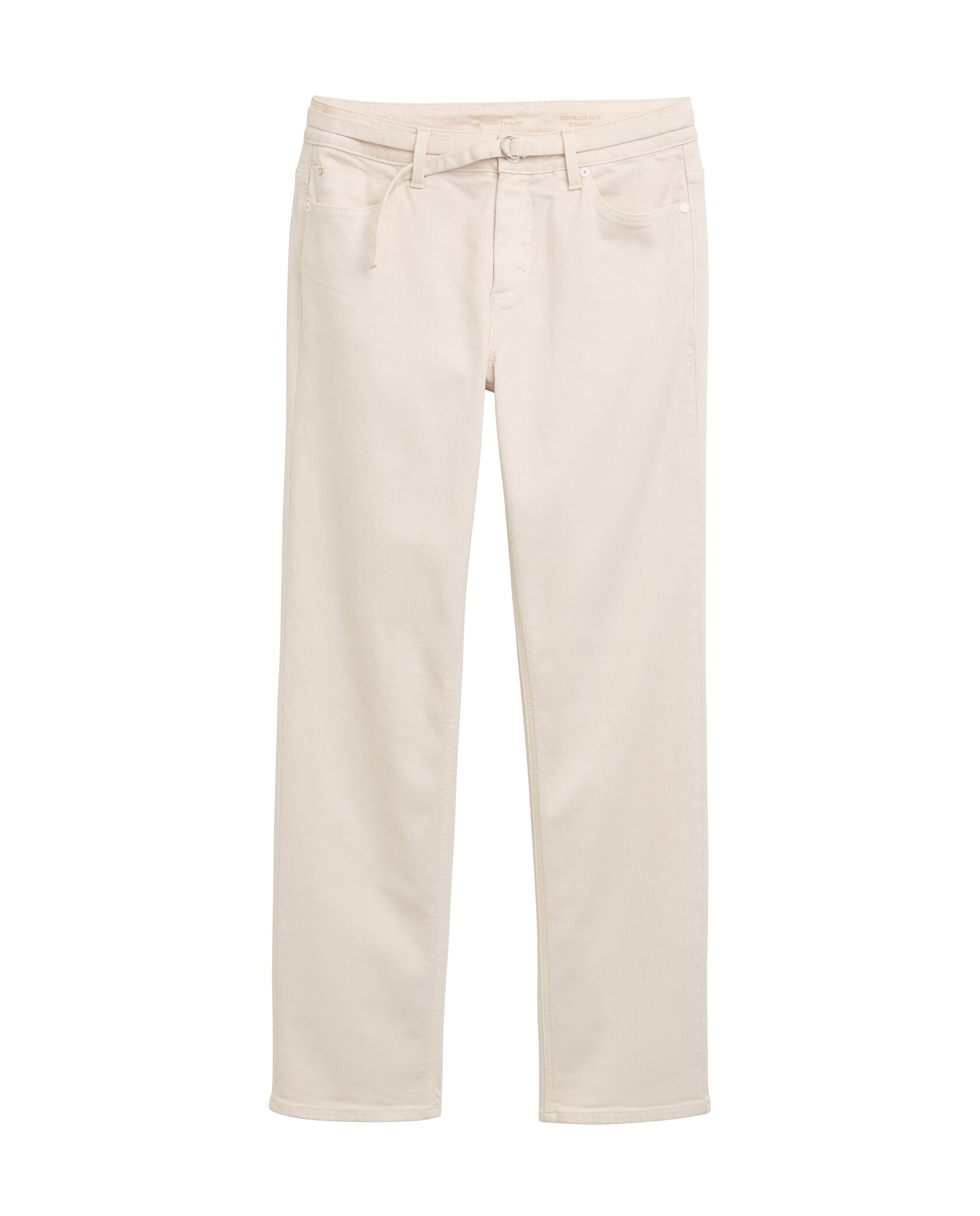 Jeans com Corte a Direito e Cinto Bege-5