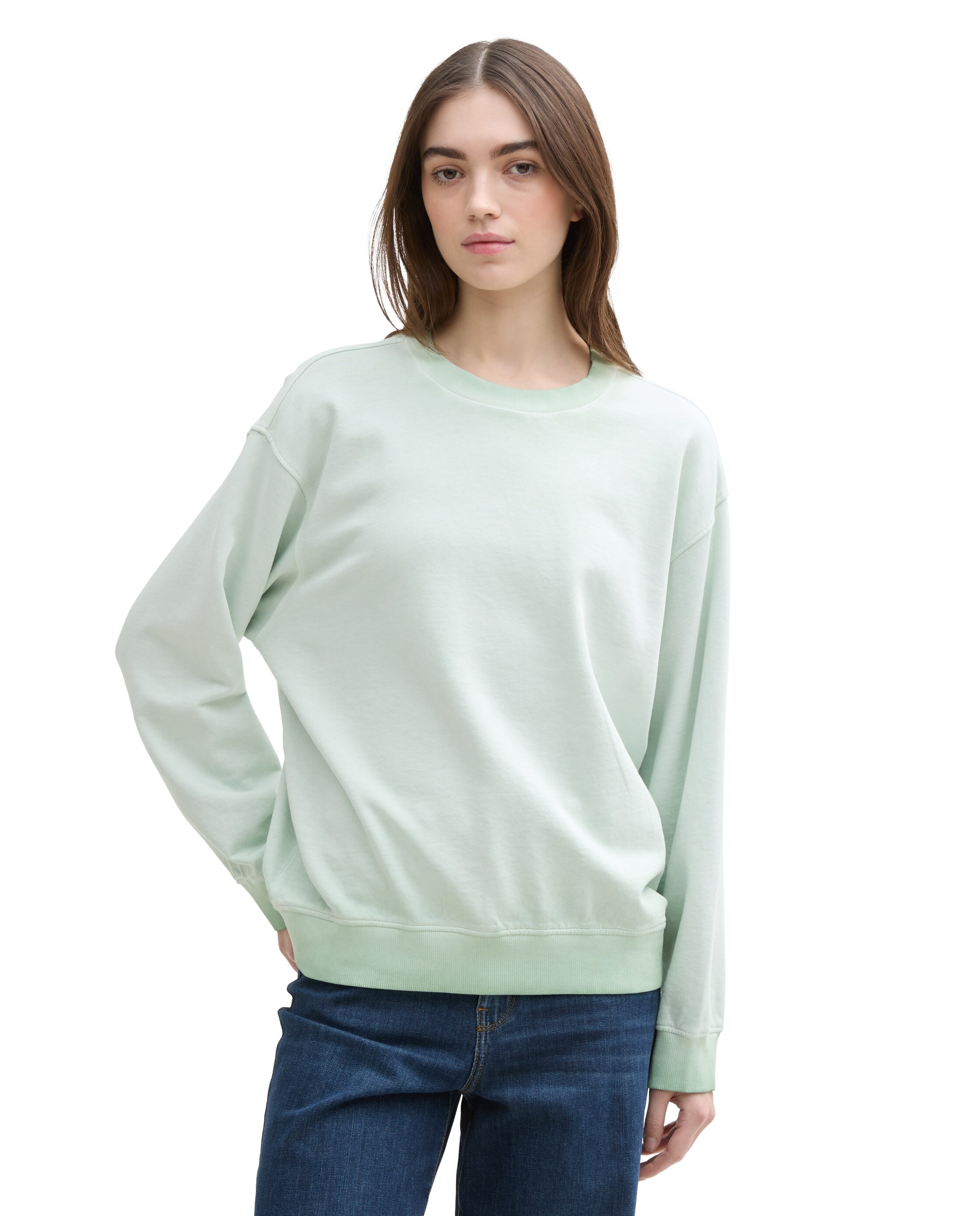 Sweatshirt de Algodão Efeito Degradé Verde-claro-1