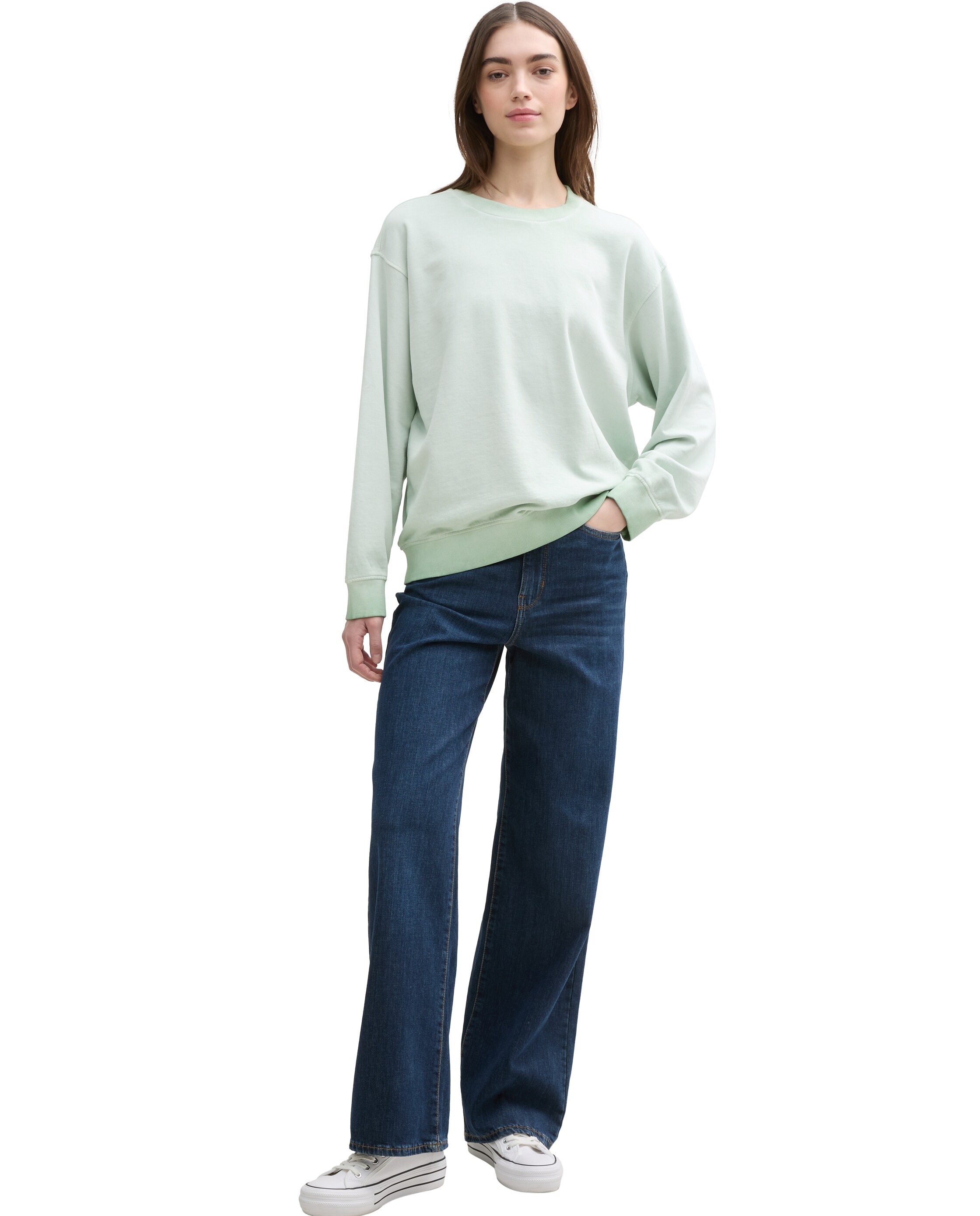 Sweatshirt de Algodão Efeito Degradé Verde-claro-3