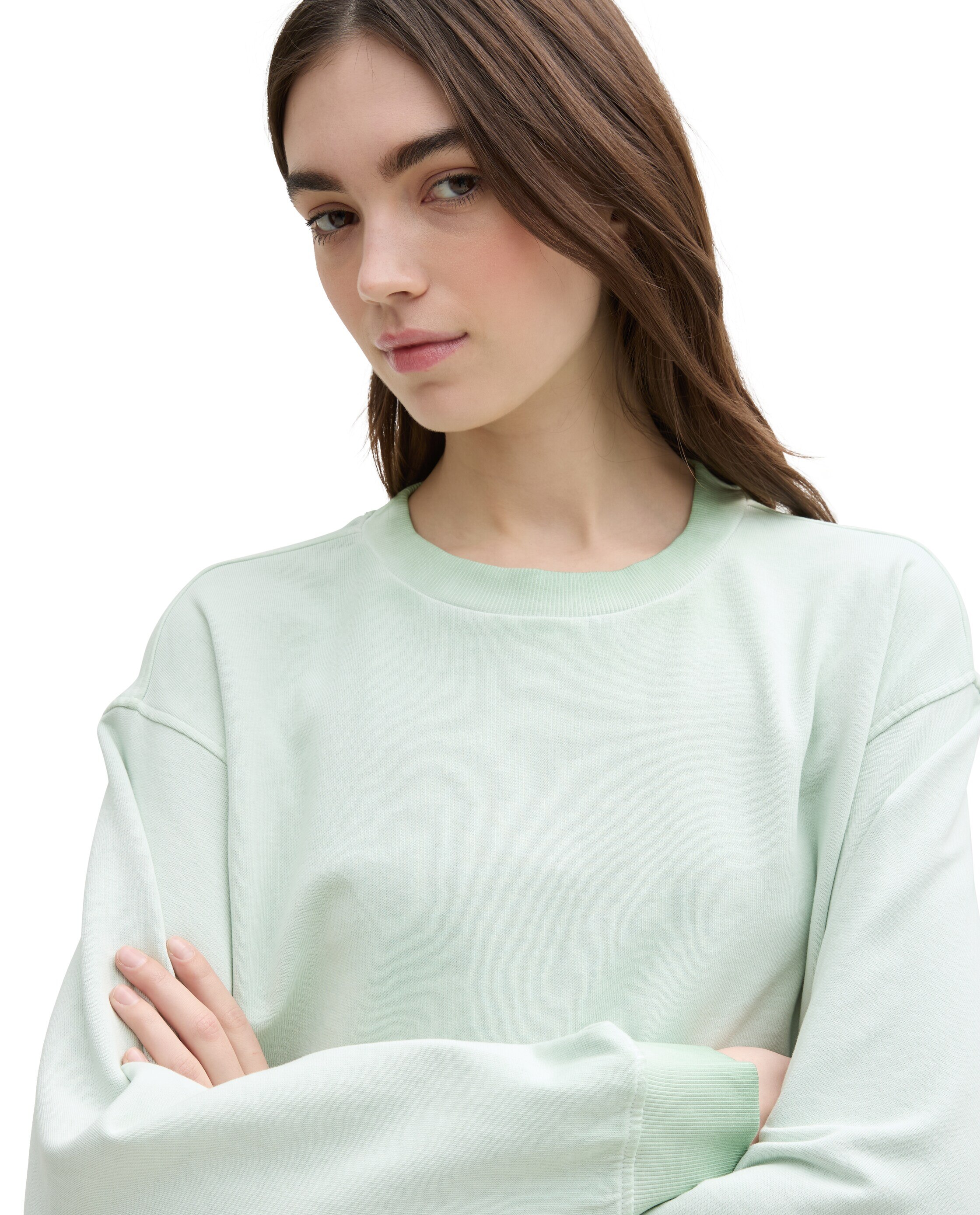 Sweatshirt de Algodão Efeito Degradé Verde-claro-4