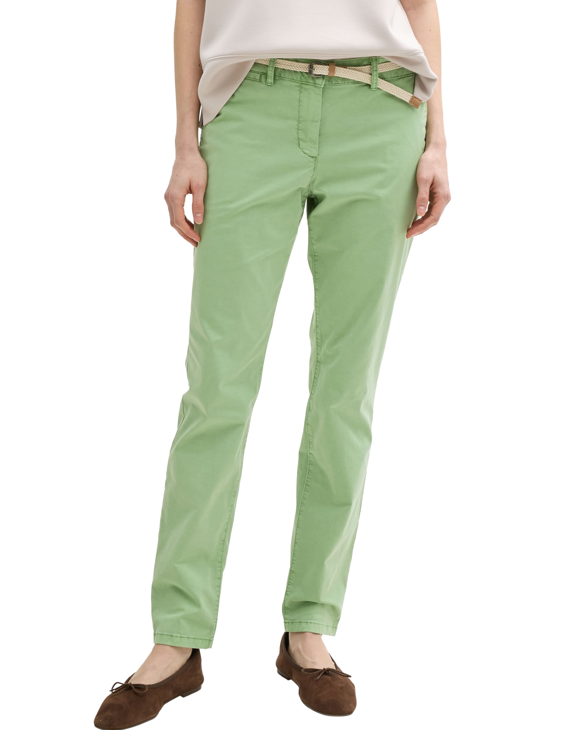 Jeans com Cinto Liso Verde-claro-3