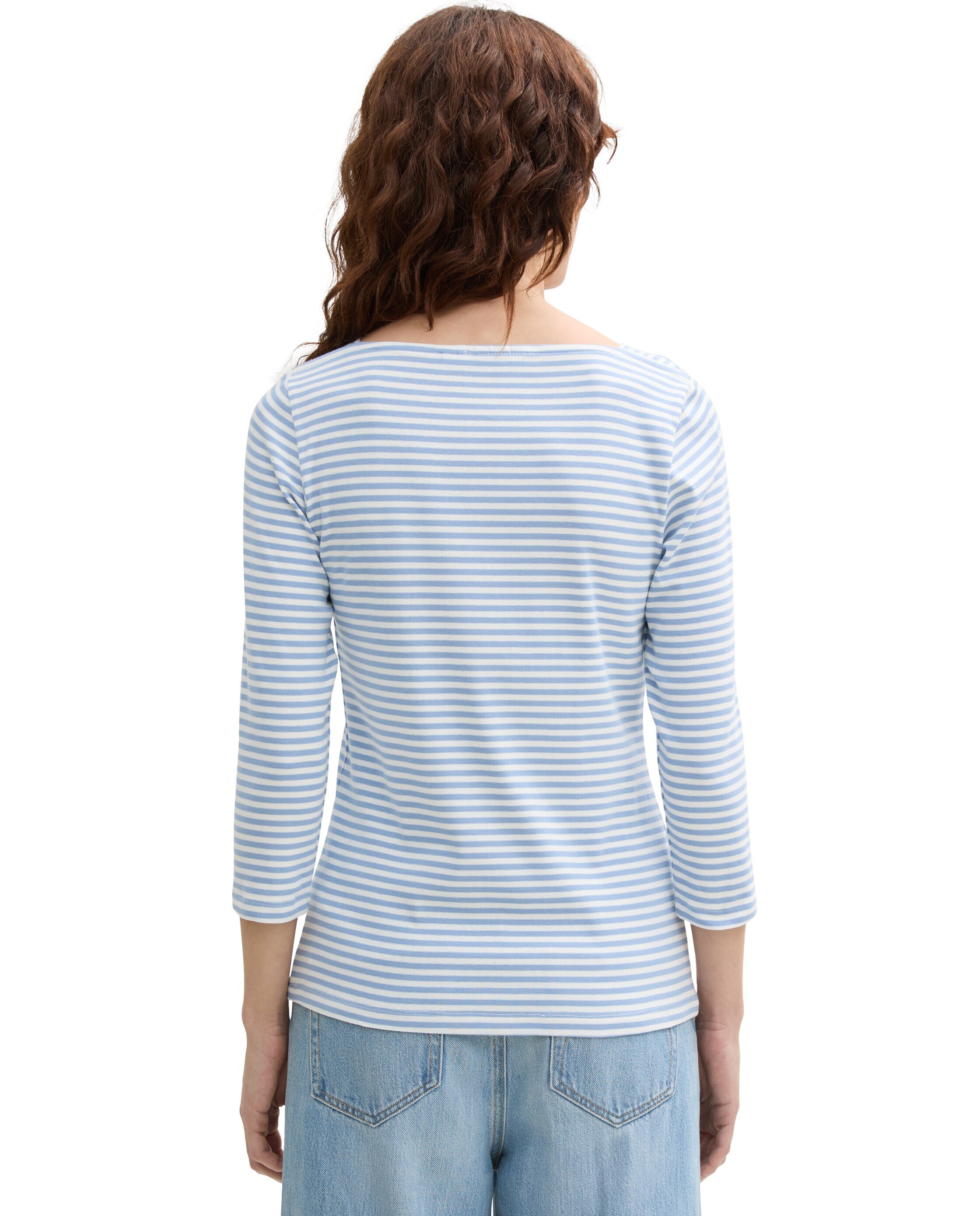 T-shirt de Manga Comprida com Riscas Azul-claro-2