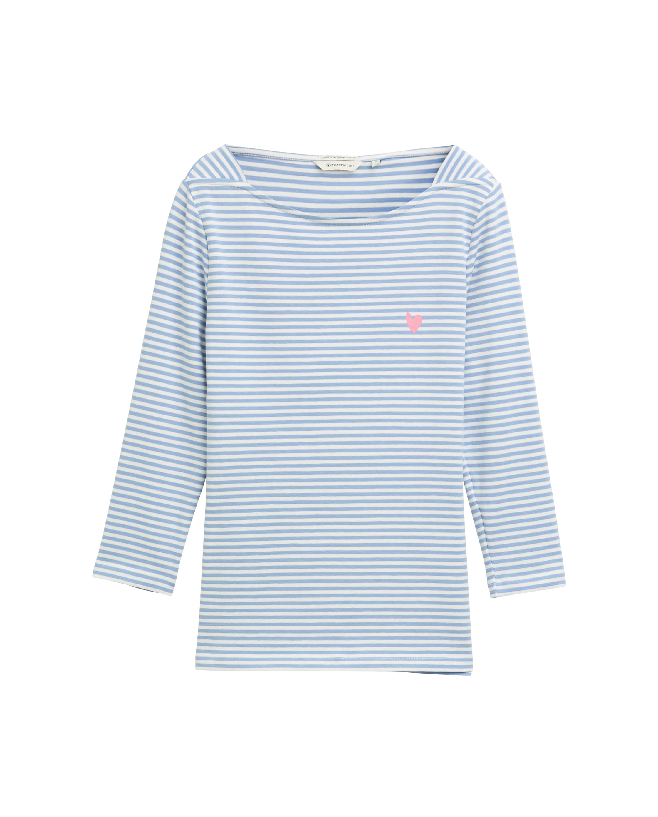 T-shirt de Manga Comprida com Riscas Azul-claro-5