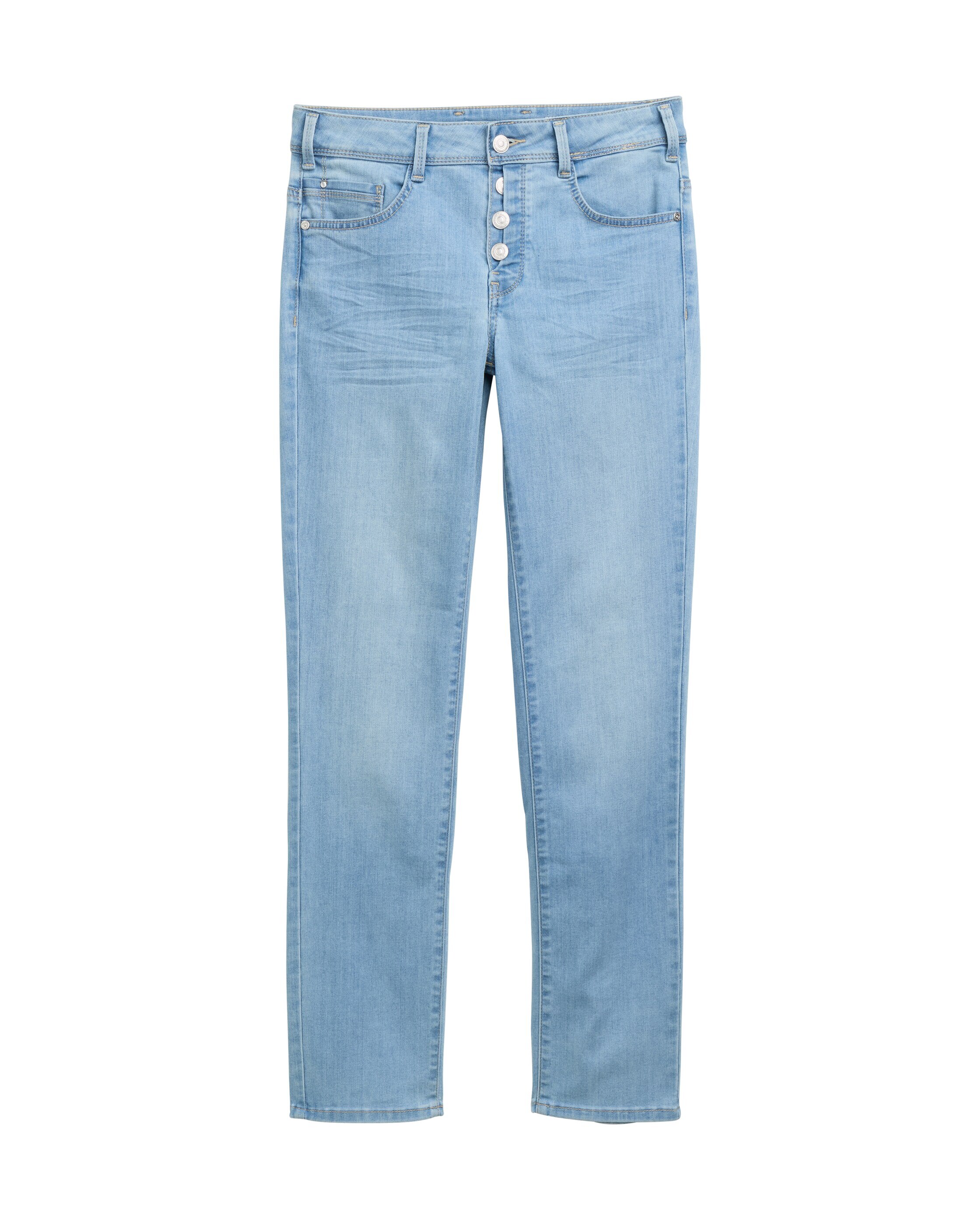 Jeans Straight com Detalhe de Botões Azul-claro-5