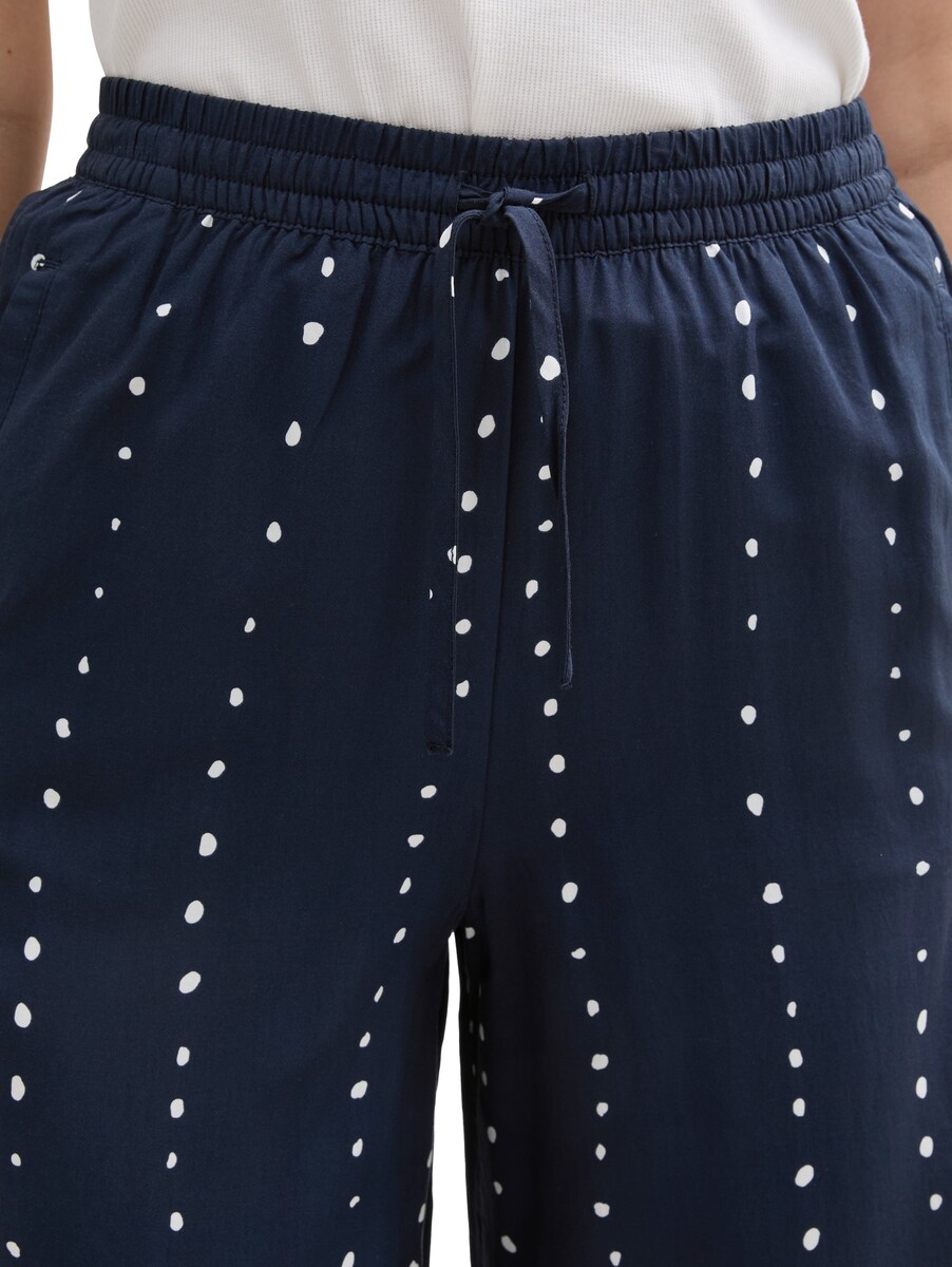Calças com Corte a Direito com Cintura Elástica e Estampado de Bolinhas Azul-marinho-4