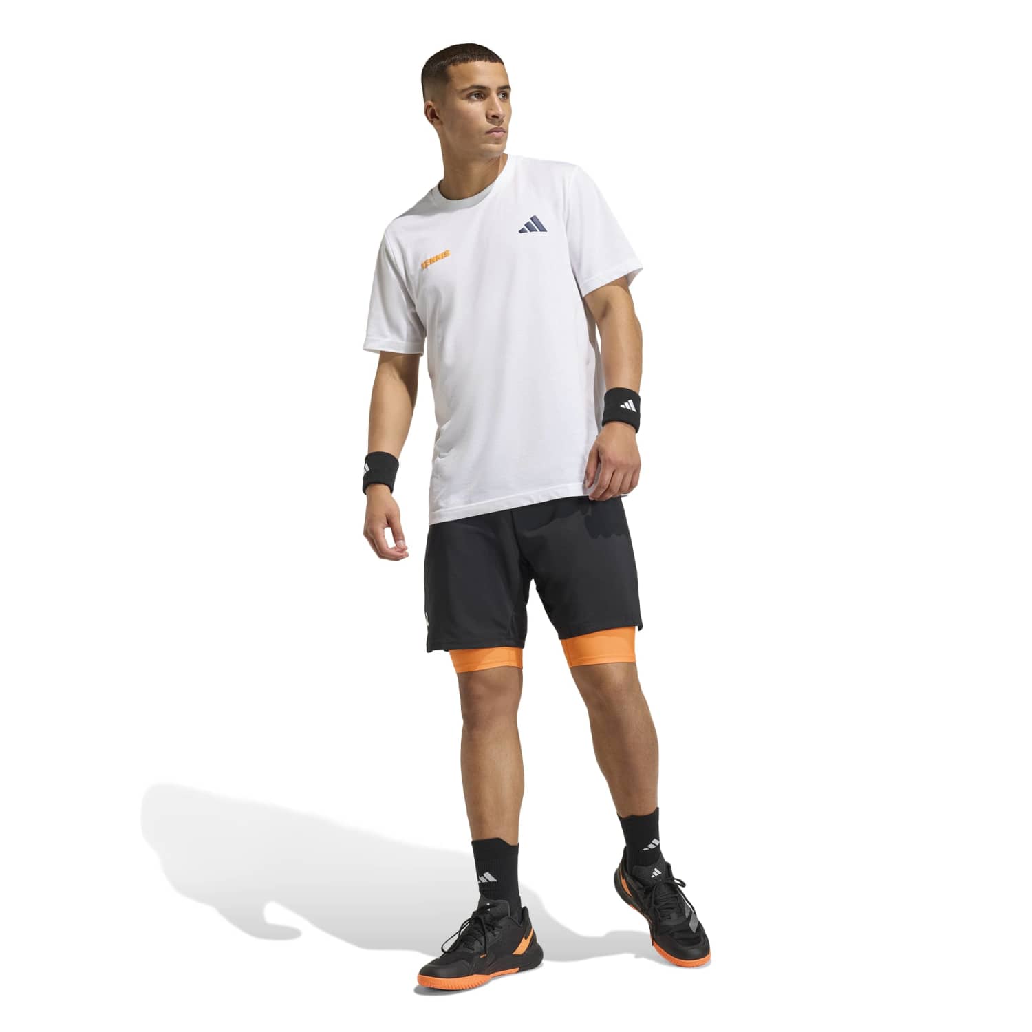 Calças Curtas de Ténis e Padel Club 2in1 Adidas Preto / Laranja-5