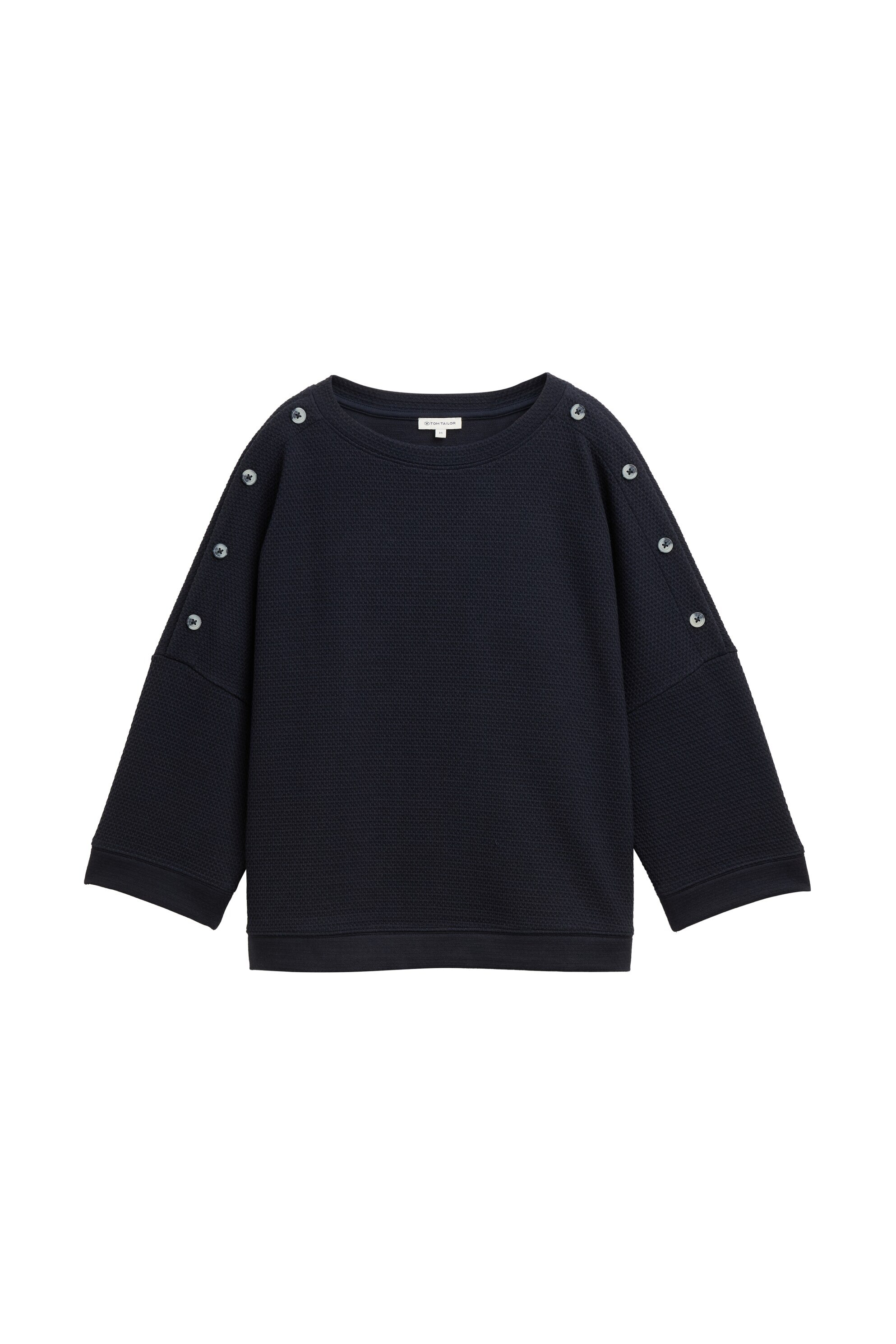 Sweatshirt de Manga Comprida com Botões Azul-6