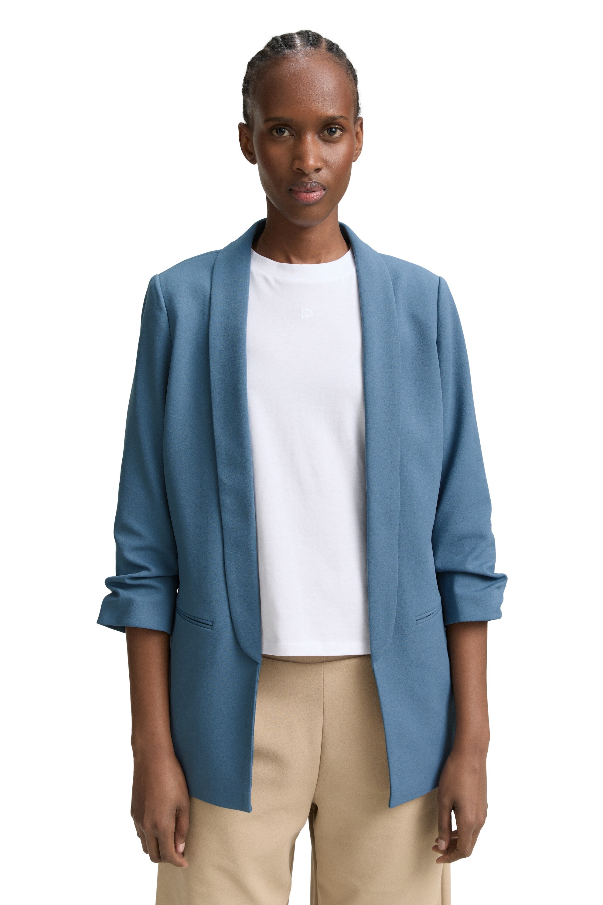 Blazer de Manga Comprida Facil Azul-1