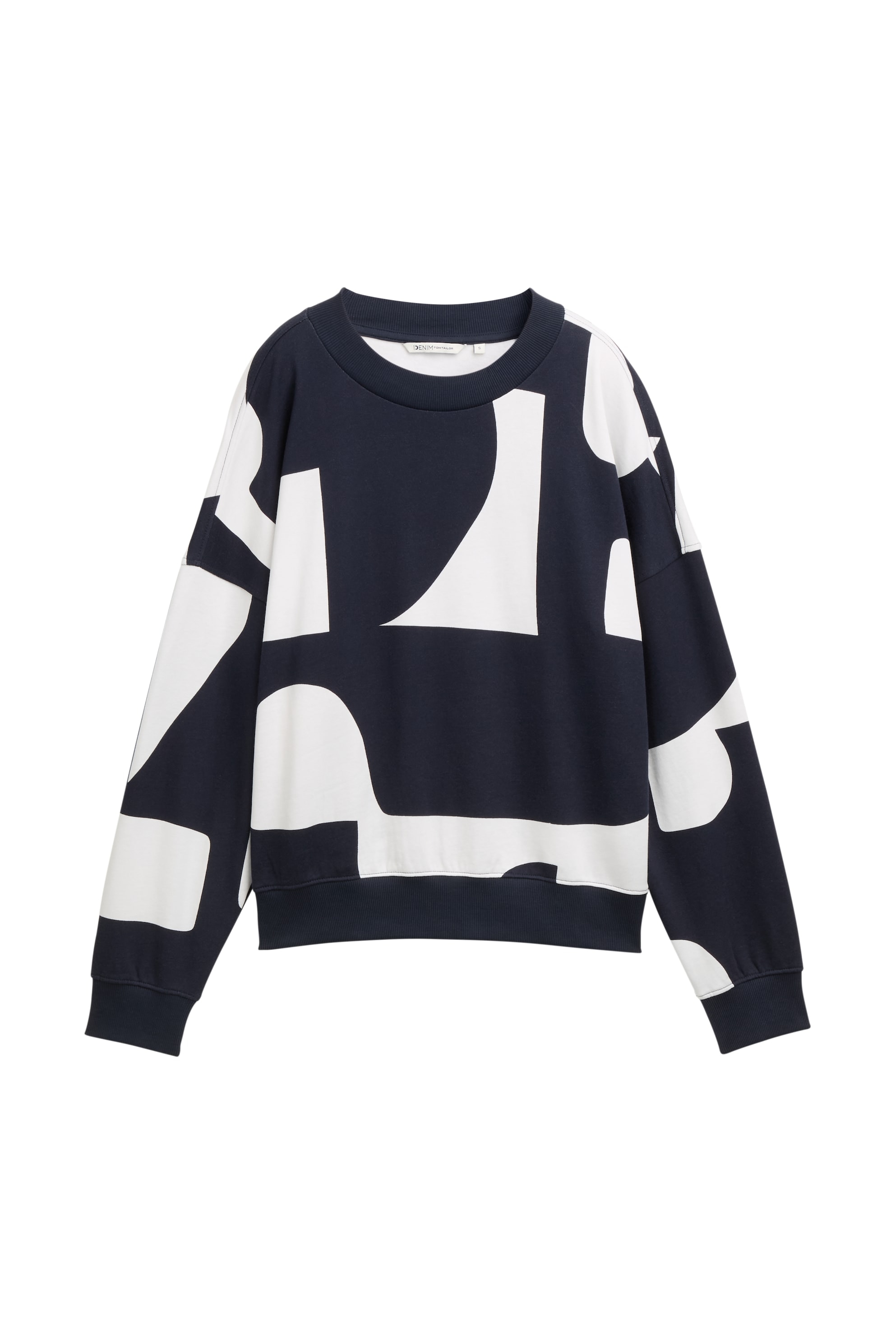 Sweatshirt de Manga Comprida com Gola Redonda Azul / Branco-6