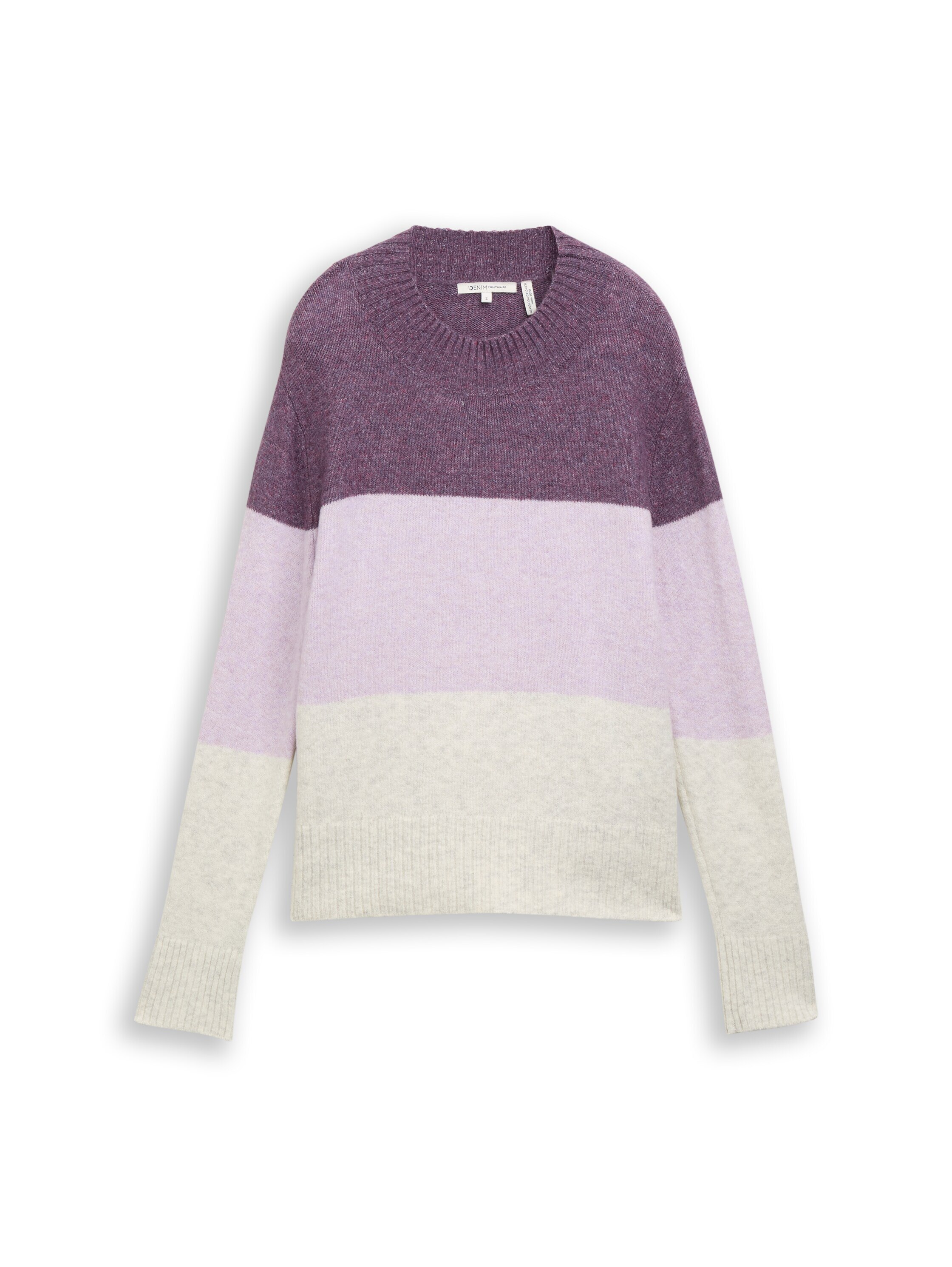 Camisola de Manga Comprida Acolhedora com Blocos de Cor Roxo-6