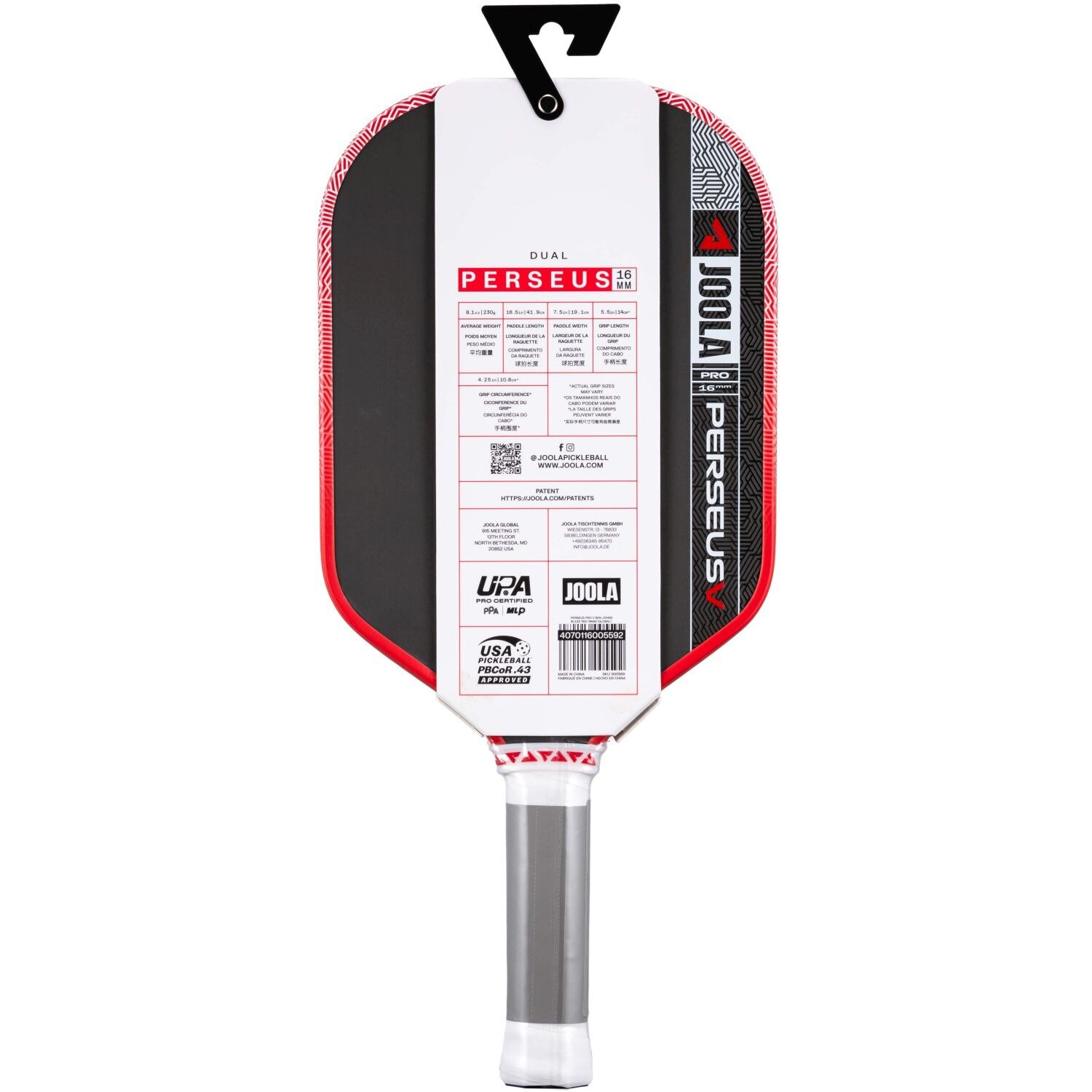 Raquete de Pickleball Ben Johns Perseus Pro V 16 Joola Vermelho-3
