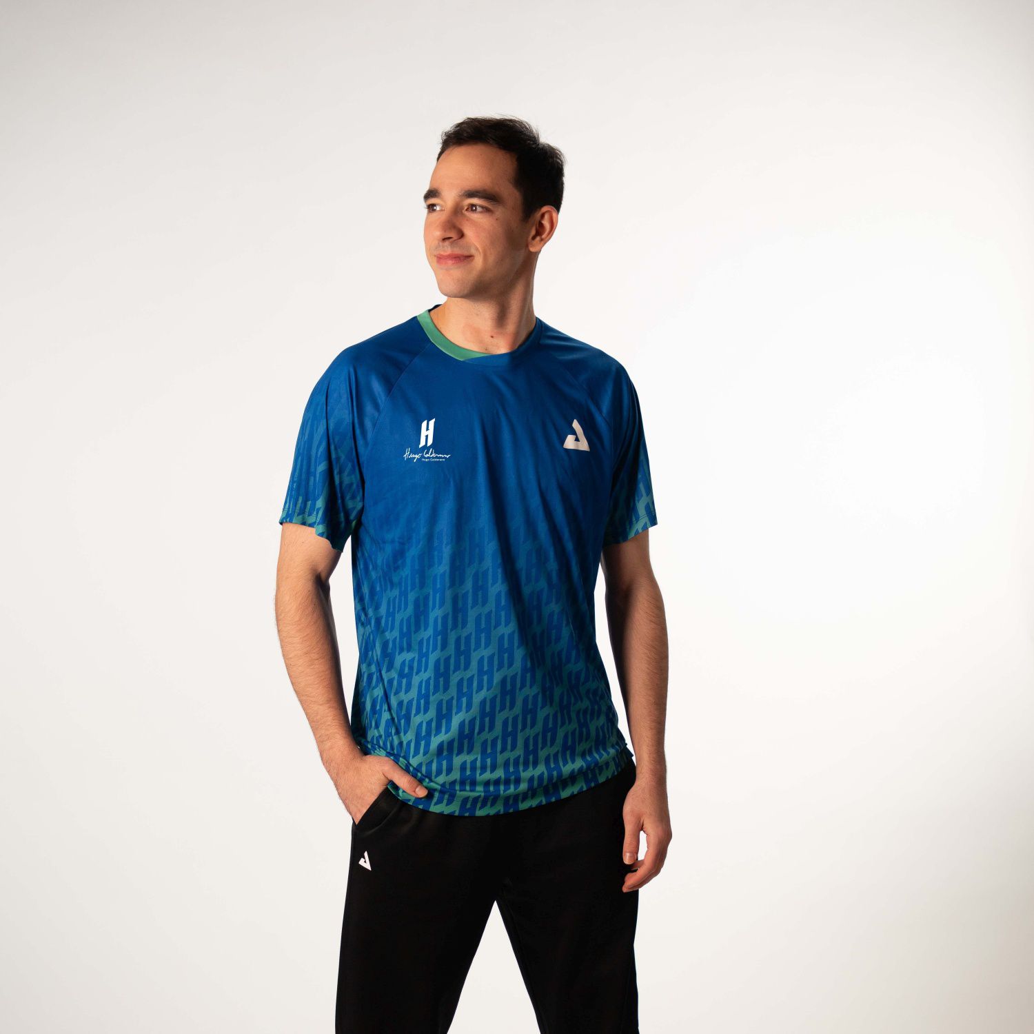 T-shirt de Ténis de Mesa Hugo Calderano Mono Cross Joola Azul-4
