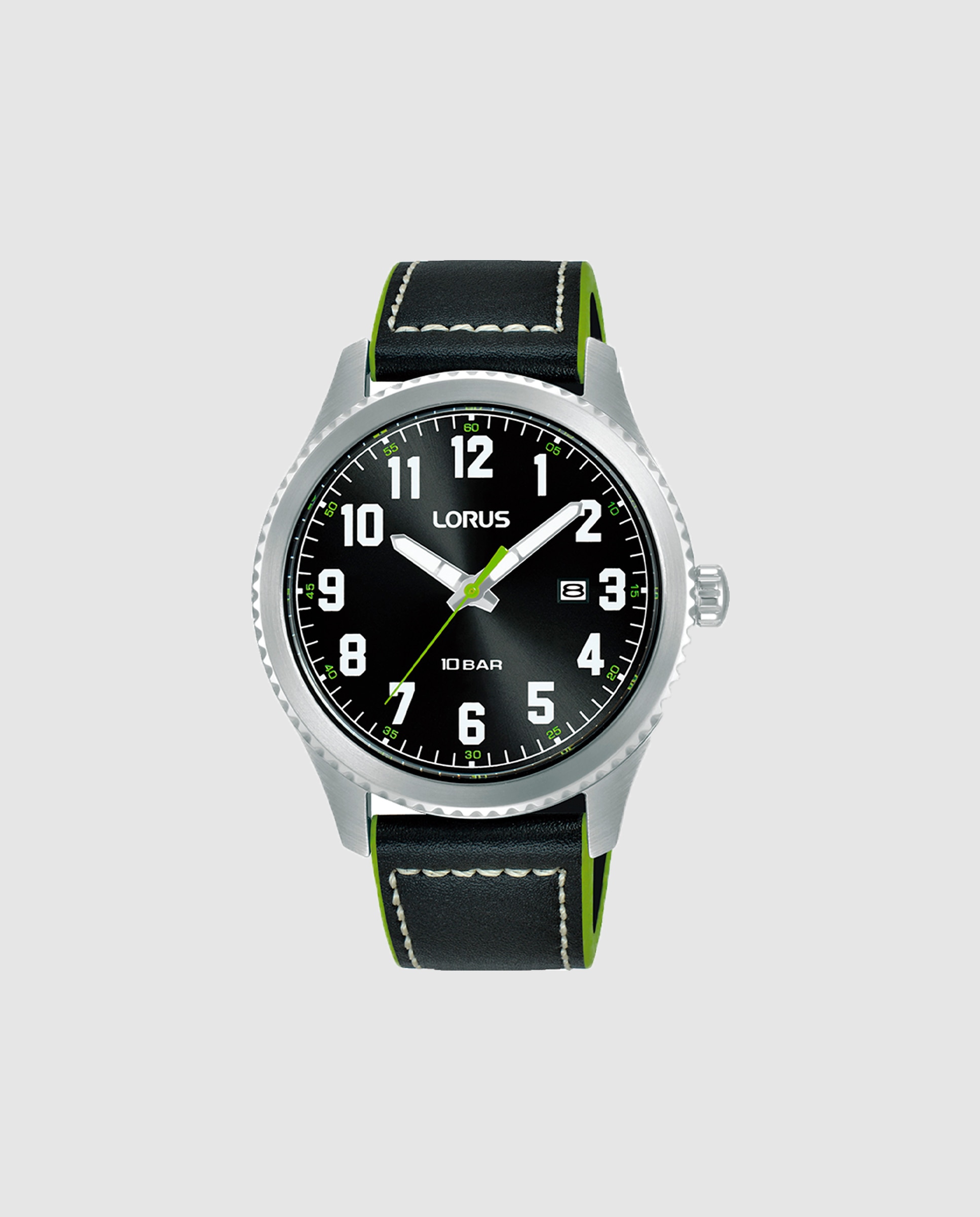 Relógio Sport Man Rh985rx9 de Pele e Bracelete em Preto Prata-1
