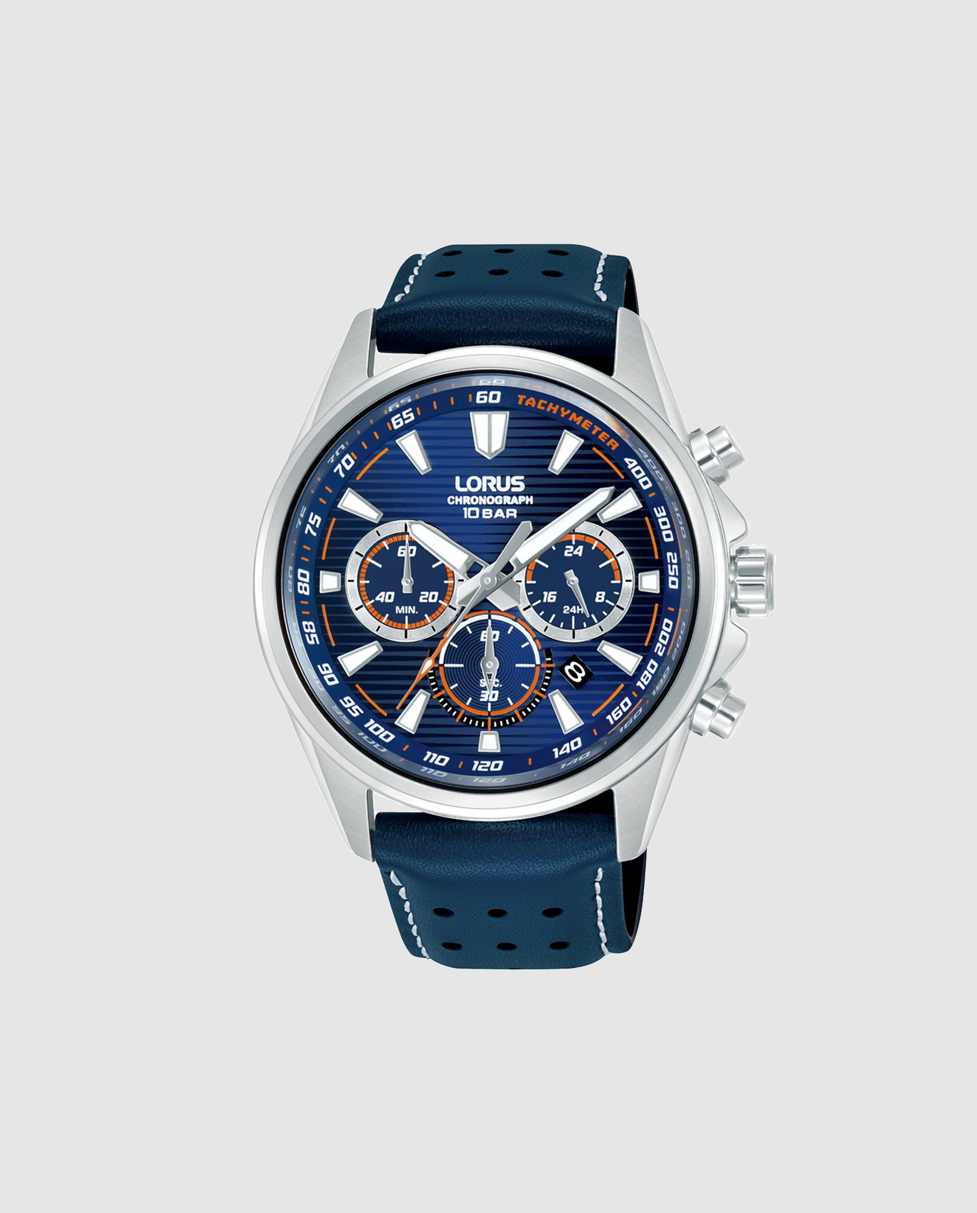 Relógio Analógico Sport Man Rt327lx9 de Pele e Correia Azul Azul-marinho / Laranja-1