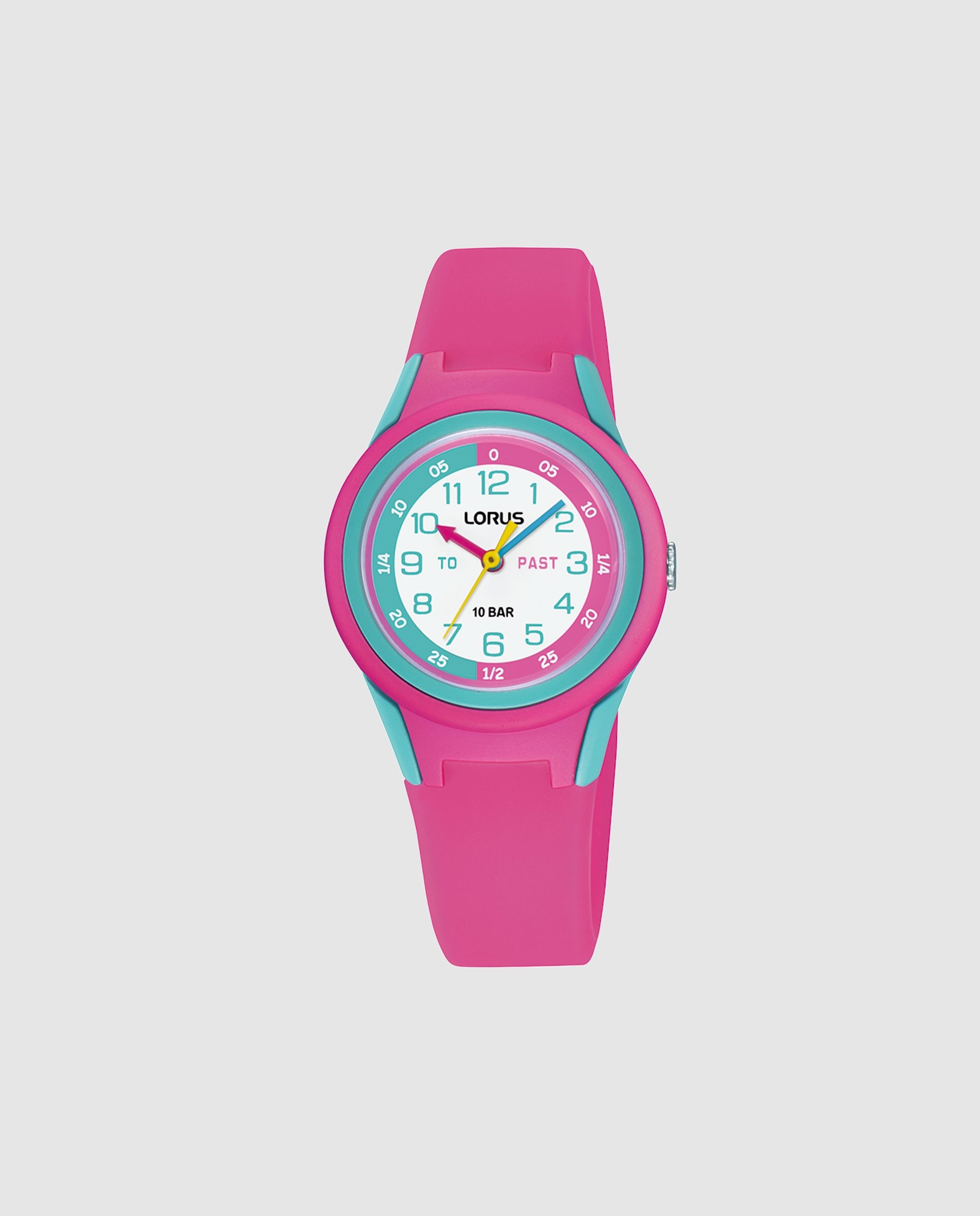 Relógio Infantil Kids Rrx81jx9 de Silicone e Bracelete Rosa Rosa / Verde-1