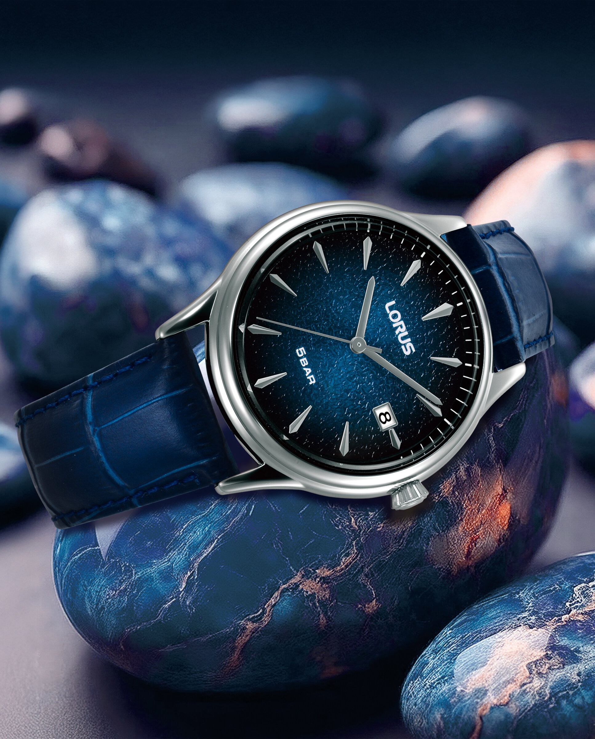 Relógio Classic Man Rs995dx9 de Pele Azul-5
