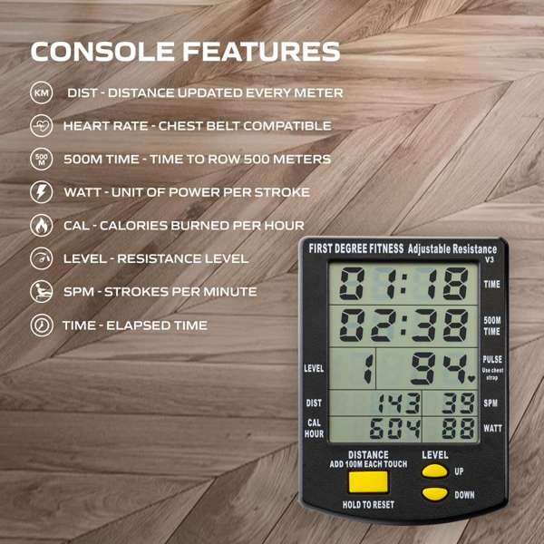 Remo de Água Apollo Plus Fluid Rower Tunturi Castanho-3