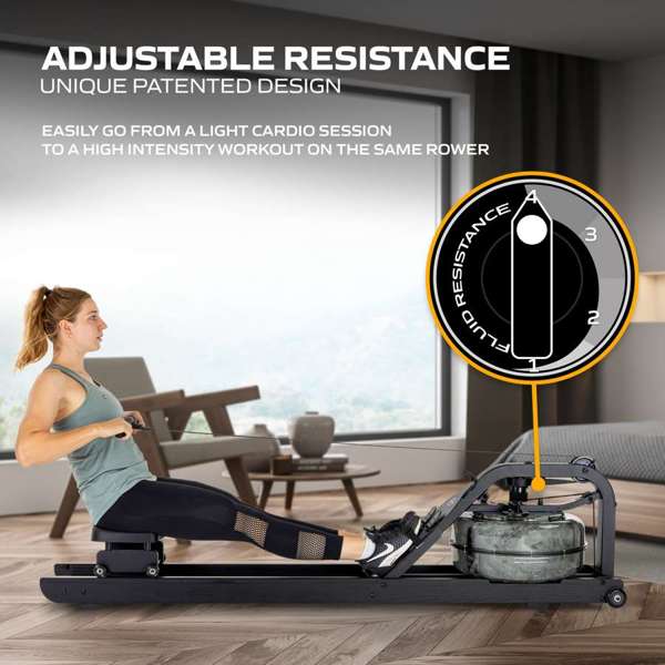 Remo de Água Apollo Plus Black Fluid Rower Tunturi Preto-3