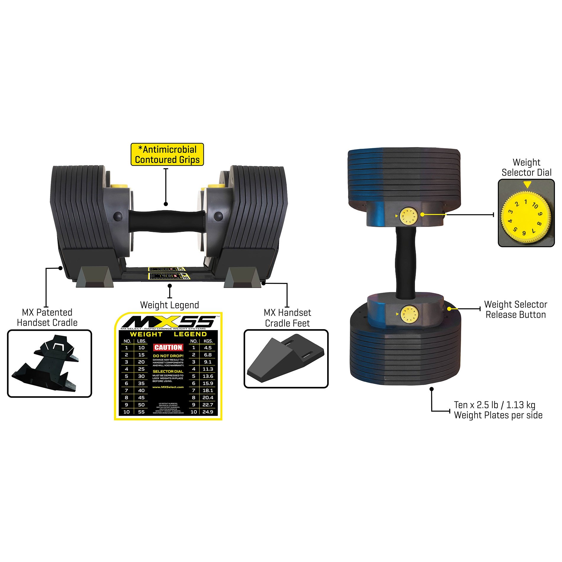 Haltere selecionável MX55 4,5 kg a 24,9 kg Tunturi Preto-3