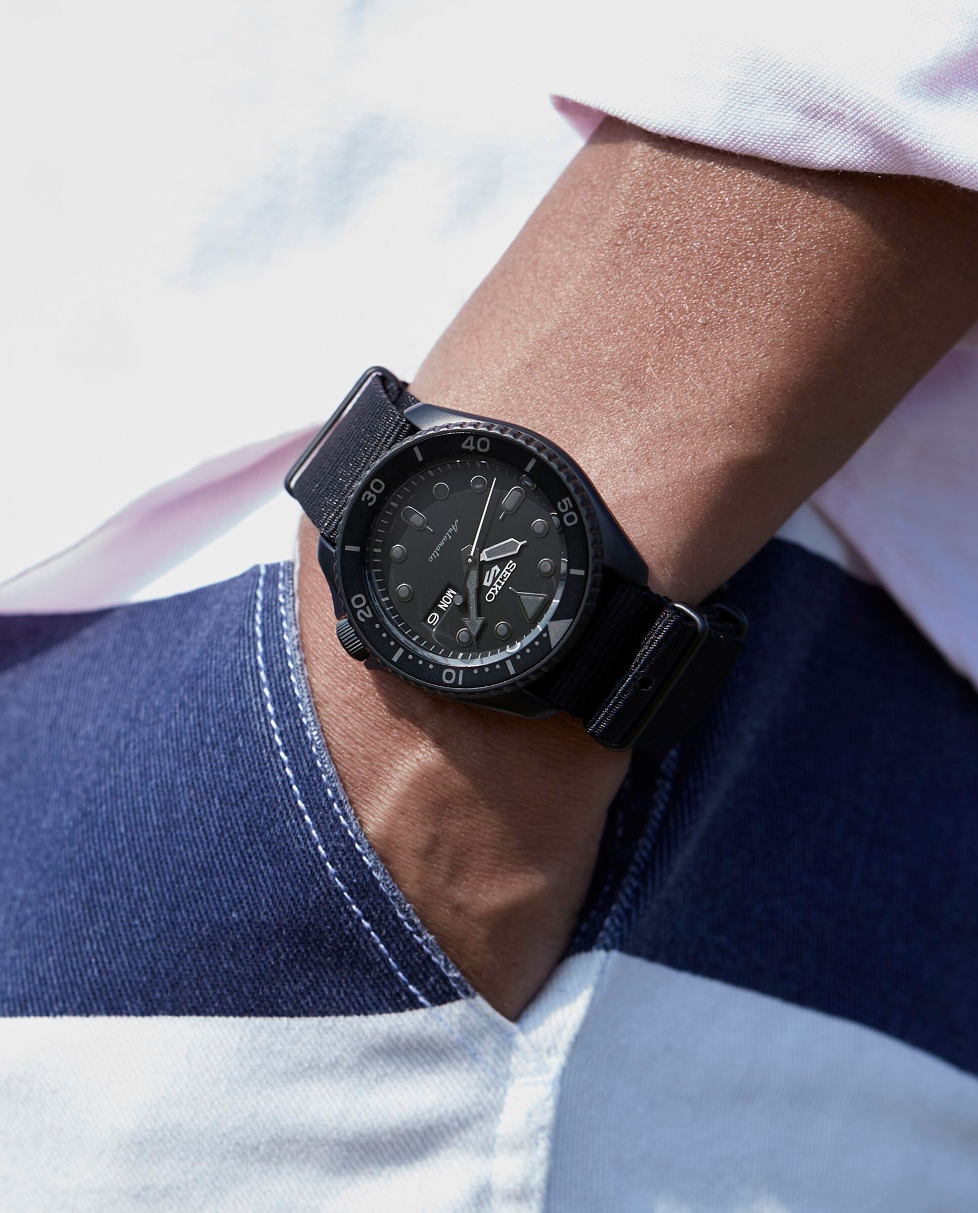 Relógio 5 Sports Srpd79k1 Automático de Nylon e Correia em Preto Preto-2