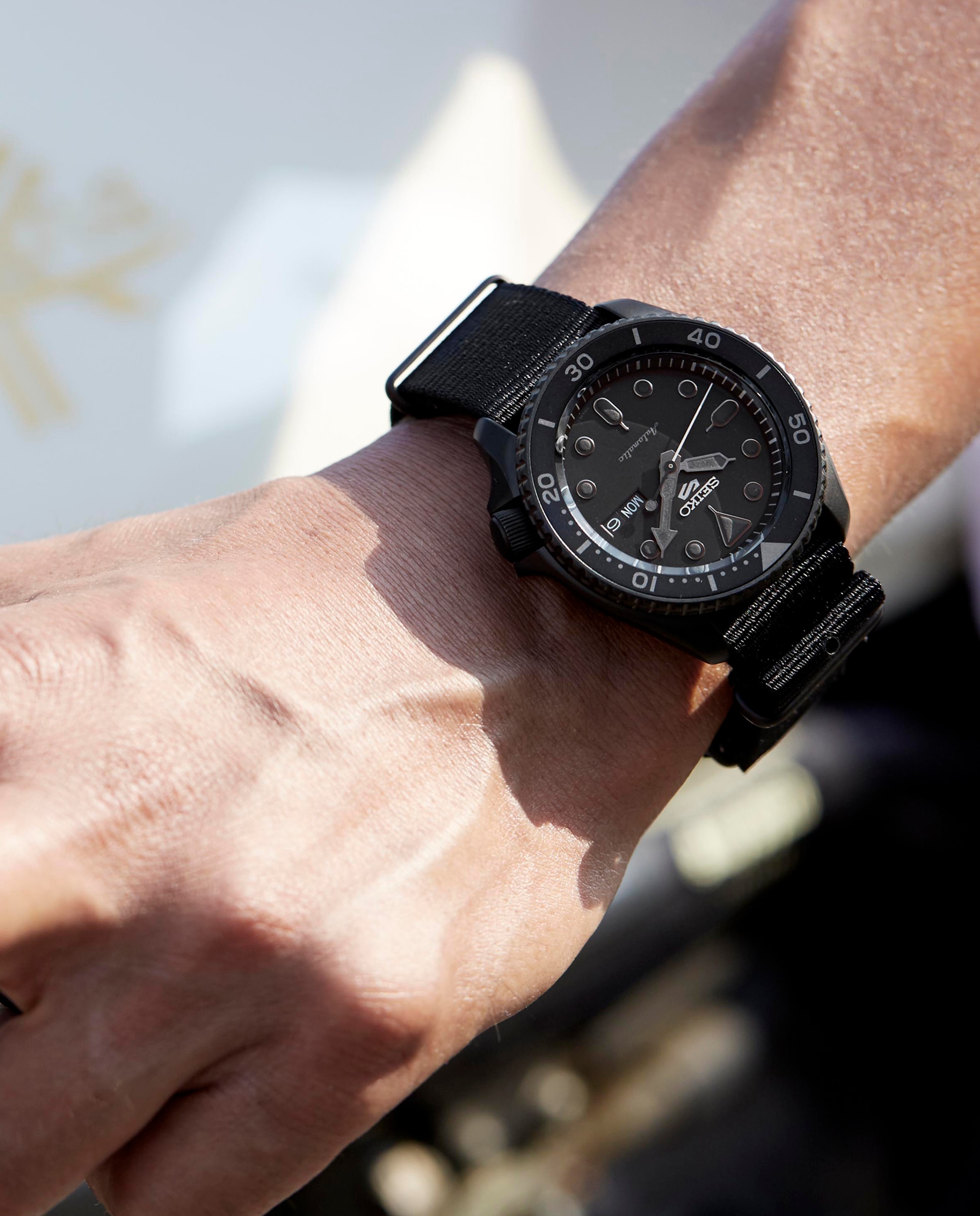 Relógio 5 Sports Srpd79k1 Automático de Nylon e Correia em Preto Preto-3