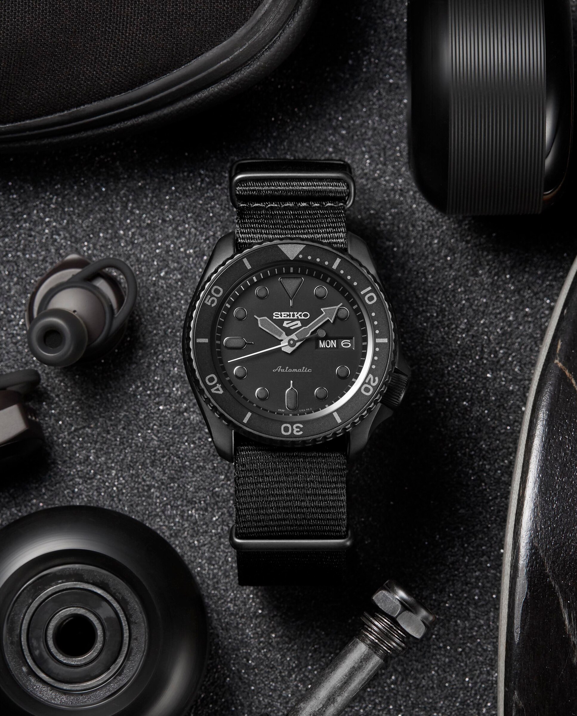 Relógio 5 Sports Srpd79k1 Automático de Nylon e Correia em Preto Preto-4